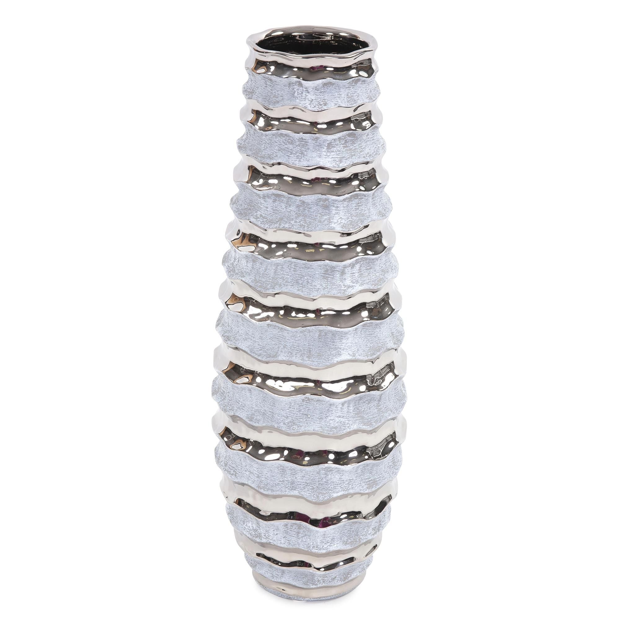 Howard Elliott Collection Two-tone Spiral Ceramic Vase Vase-Urn - 42045 - Traditional