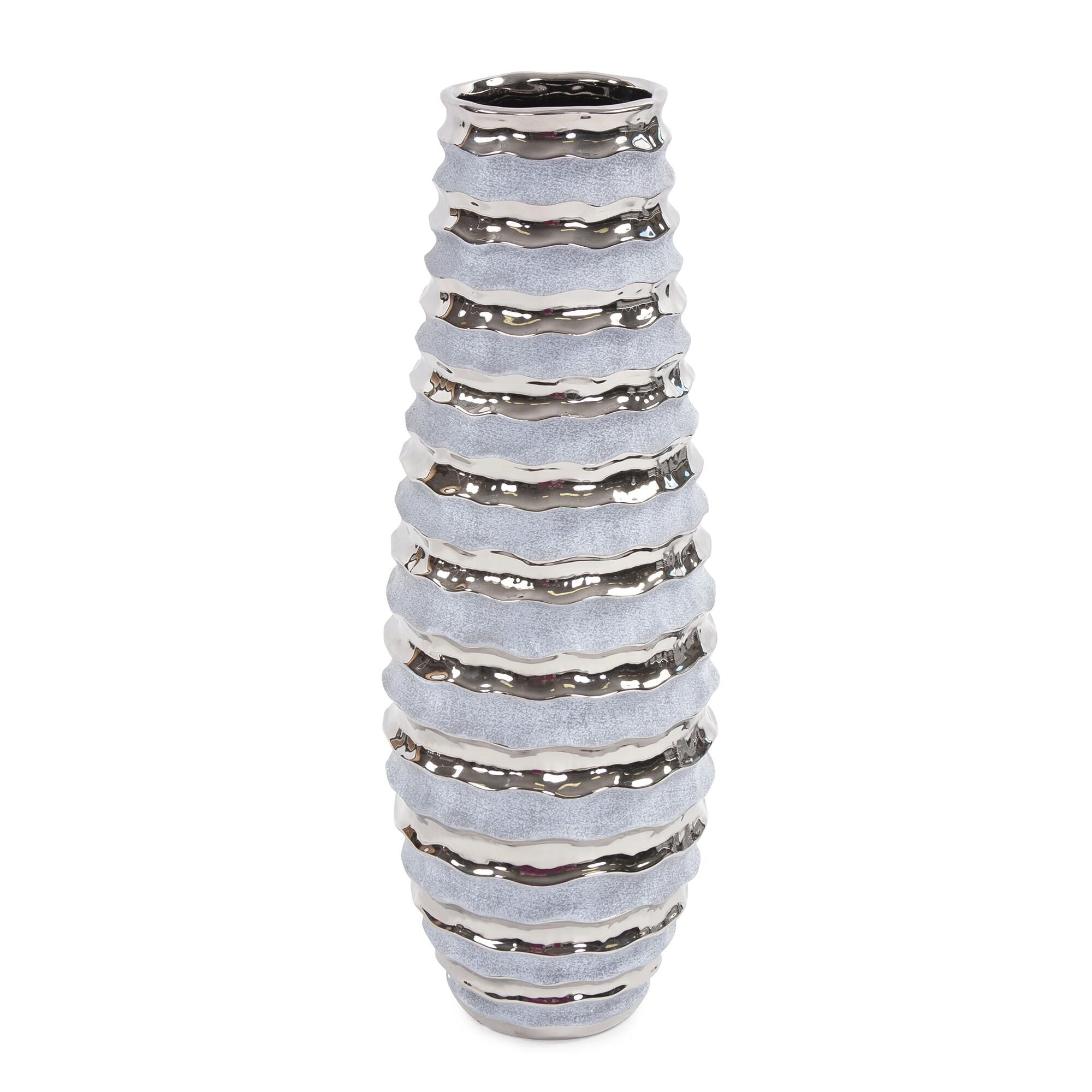 Howard Elliott Collection Two-tone Spiral Ceramic Tall Vase Vase-Urn - 42046 - Traditional