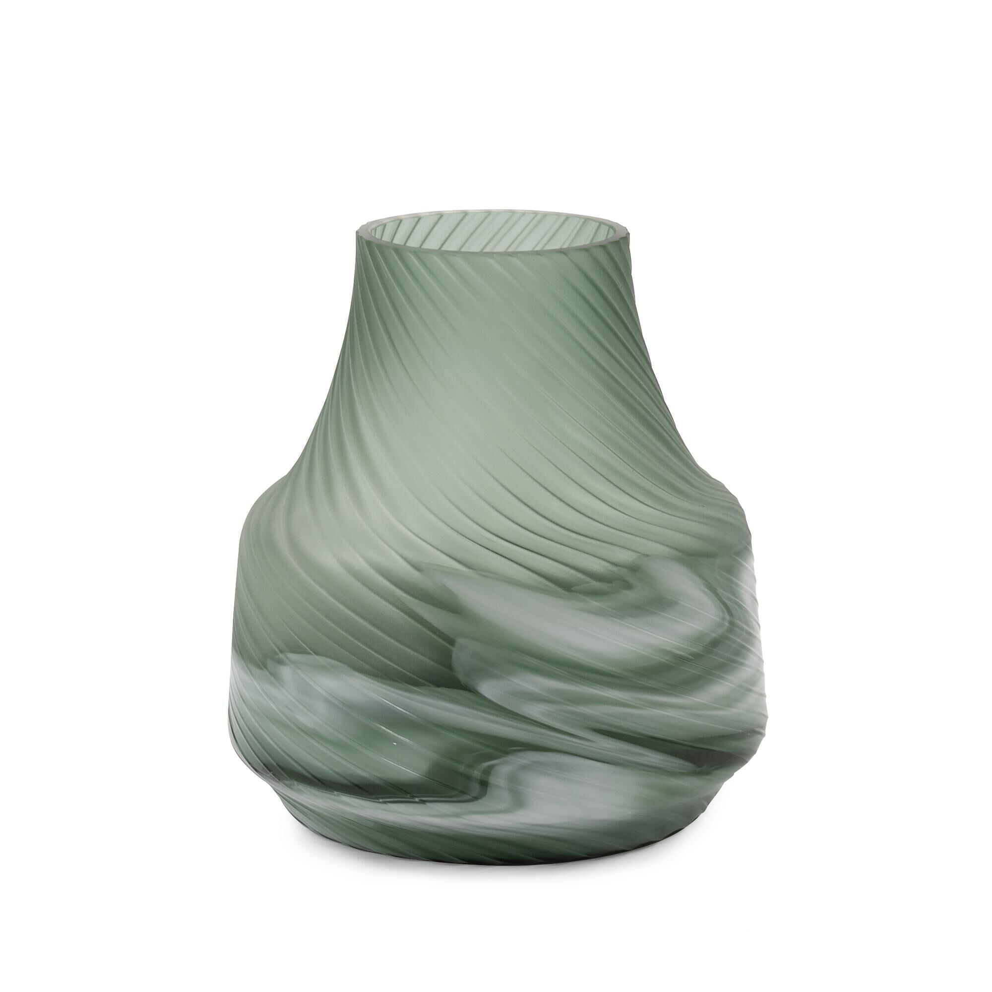 Howard Elliott Collection Teal Swirl Vase Small Vase-Urn Teal Swirl - 44039 - Modern Contemporary
