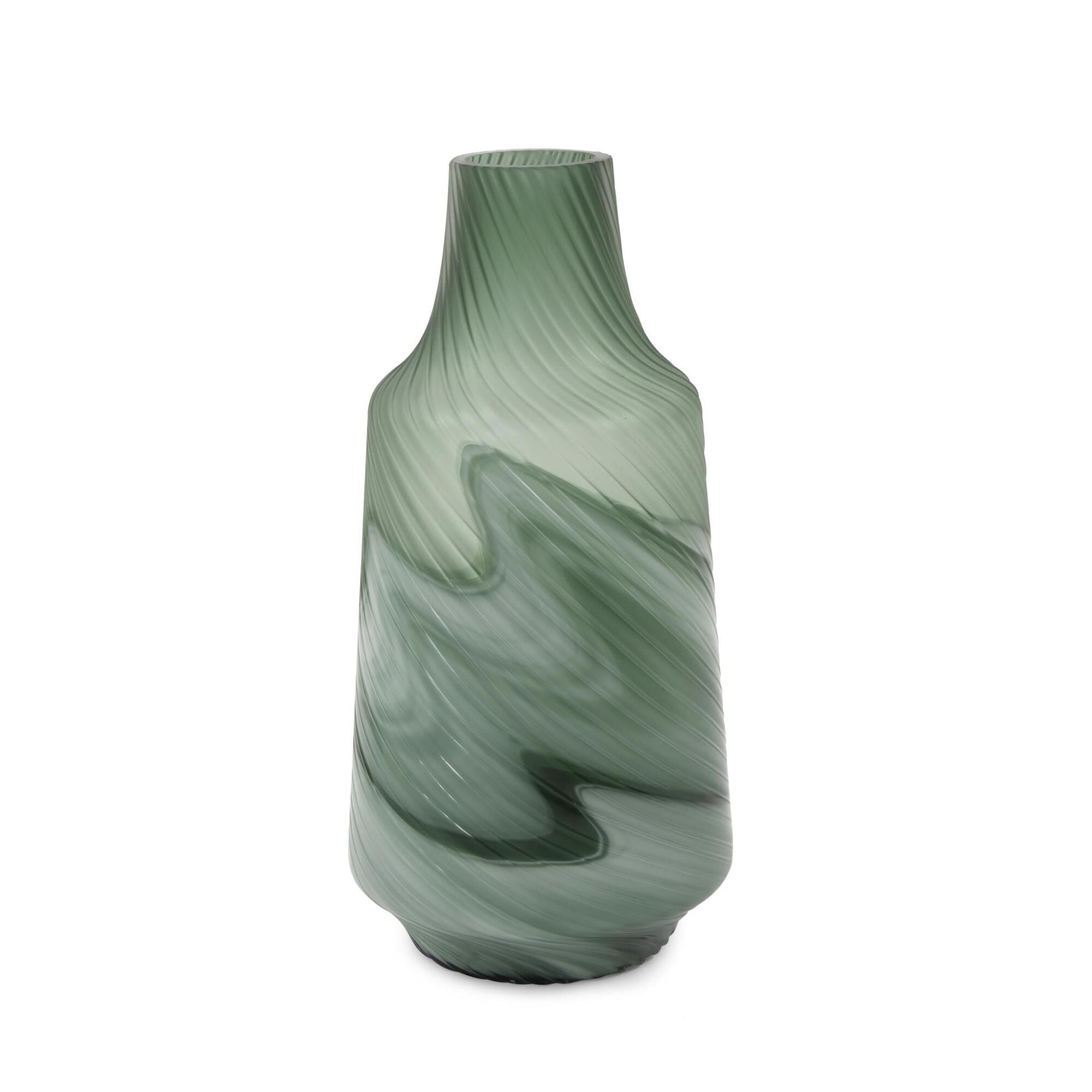 Howard Elliott Collection Teal Swirl Vase Large Vase-Urn Teal Swirl - 44040 - Modern Contemporary
