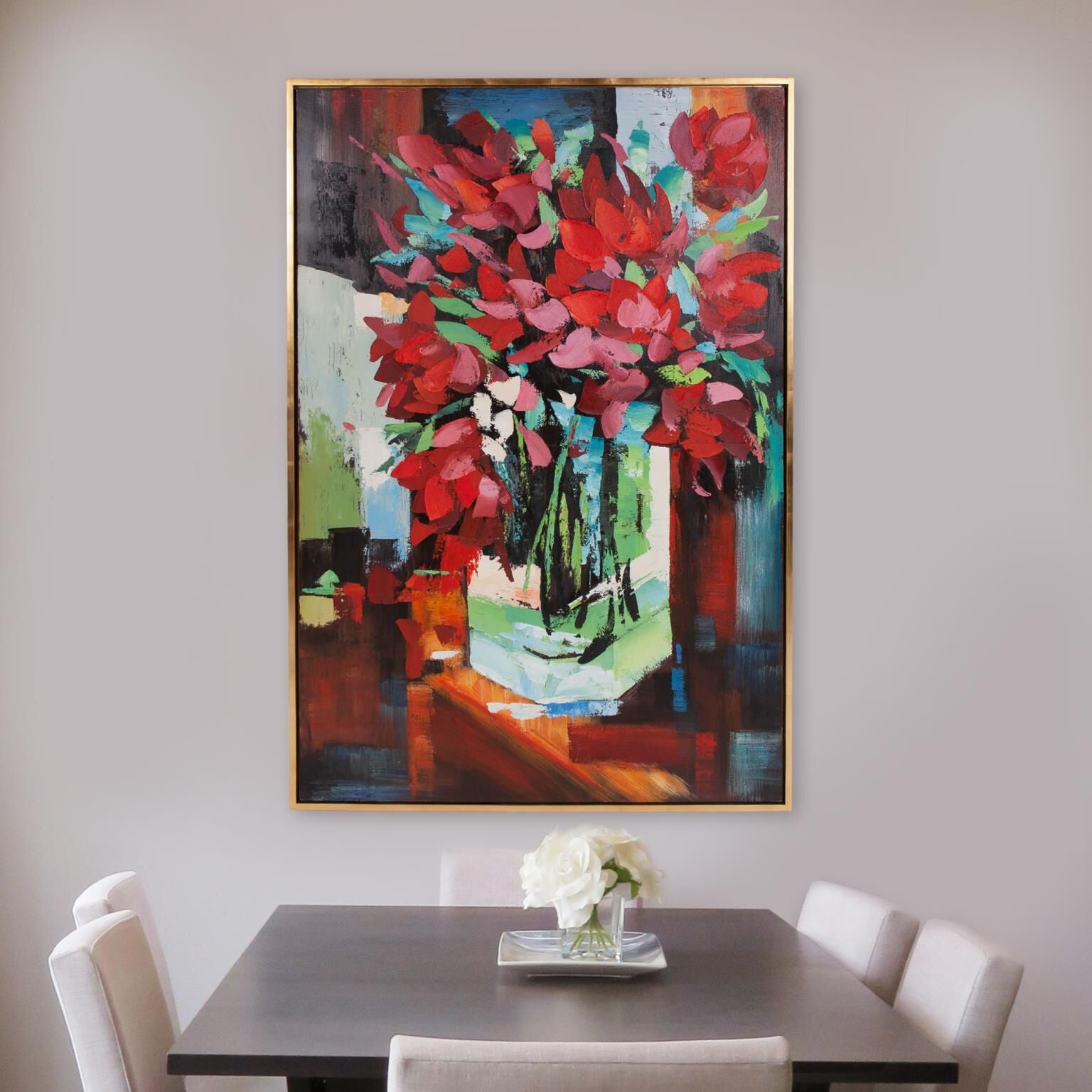 Howard Elliott Collection Red Tulips In Vase Painting Red Tulips In Vase - 92336 - Modern Contemporary
