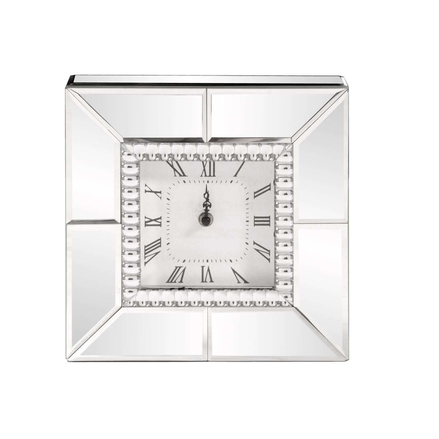 Howard Elliott Collection Mirrored Table Clock Mirrored - 99175 - Modern Contemporary