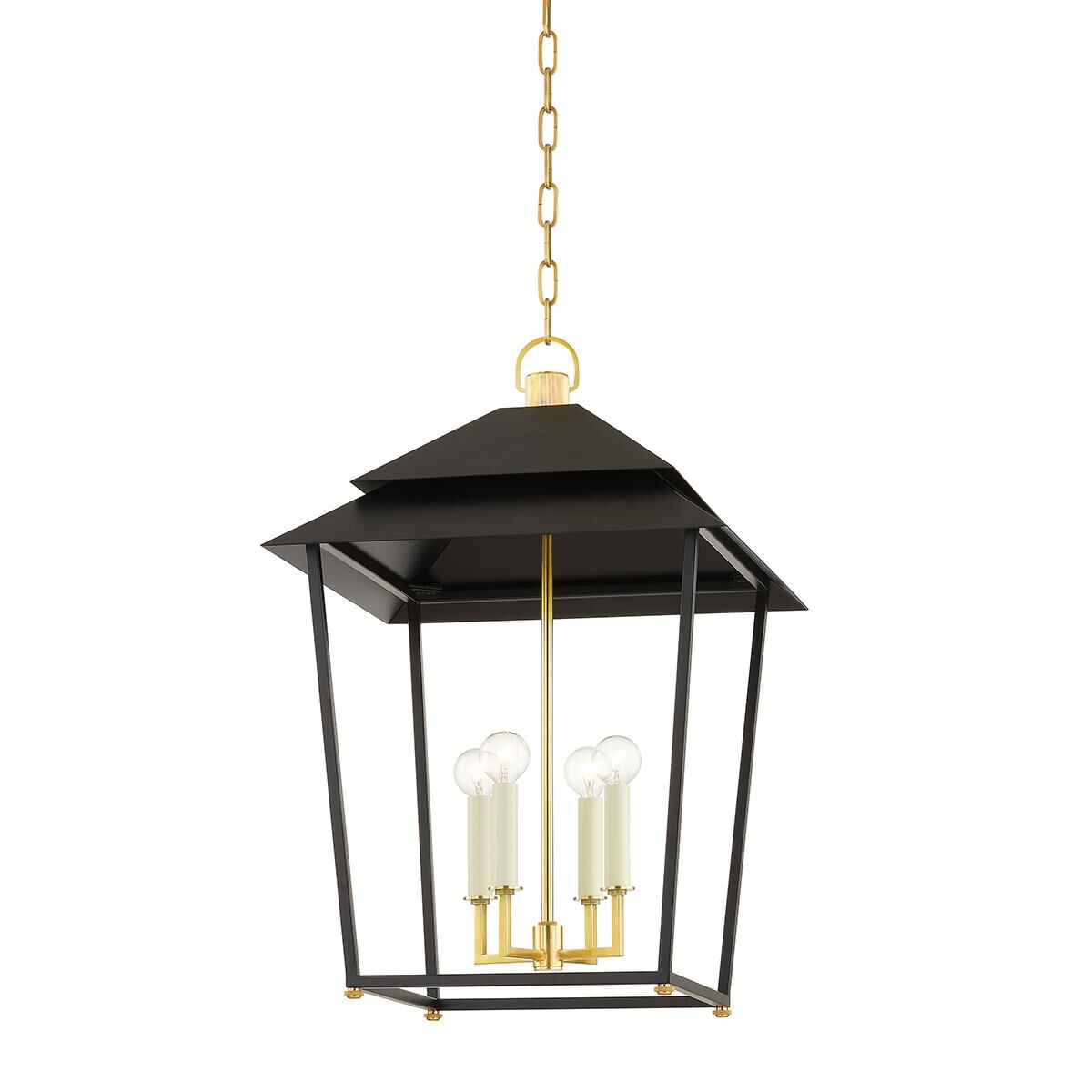 Hudson Valley Lighting Natick 18 Inch Cage Pendant Natick - 5127-AGB-SBK - Transitional