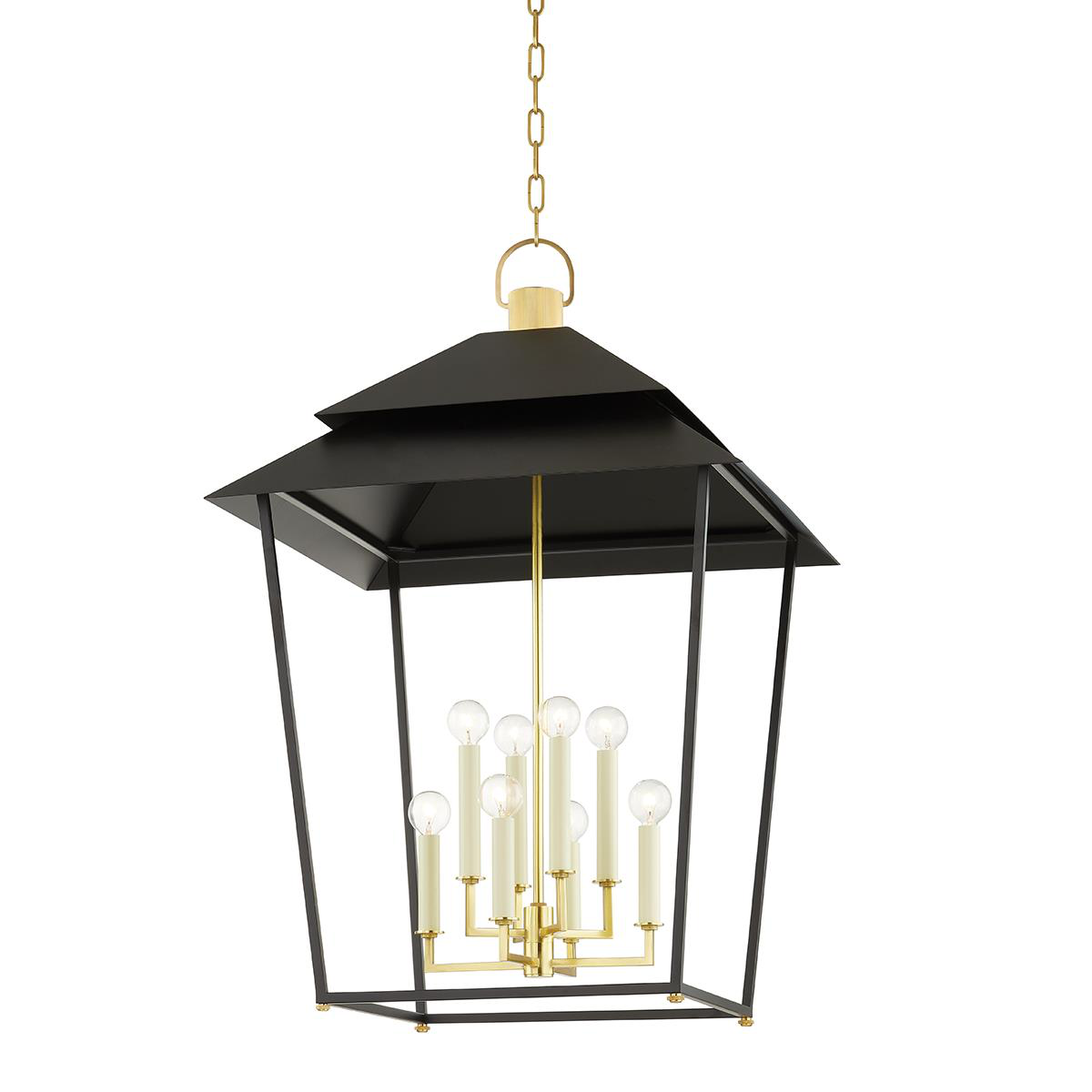 Hudson Valley Lighting Natick 24 Inch Cage Pendant Natick - 5138-AGB-SBK - Transitional