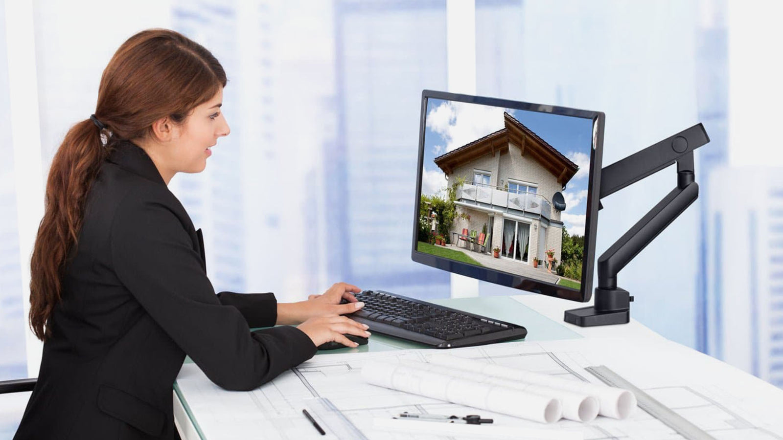 Mount-It! Single Monitor Desk Mount: Fits 17" - 32" Monitors