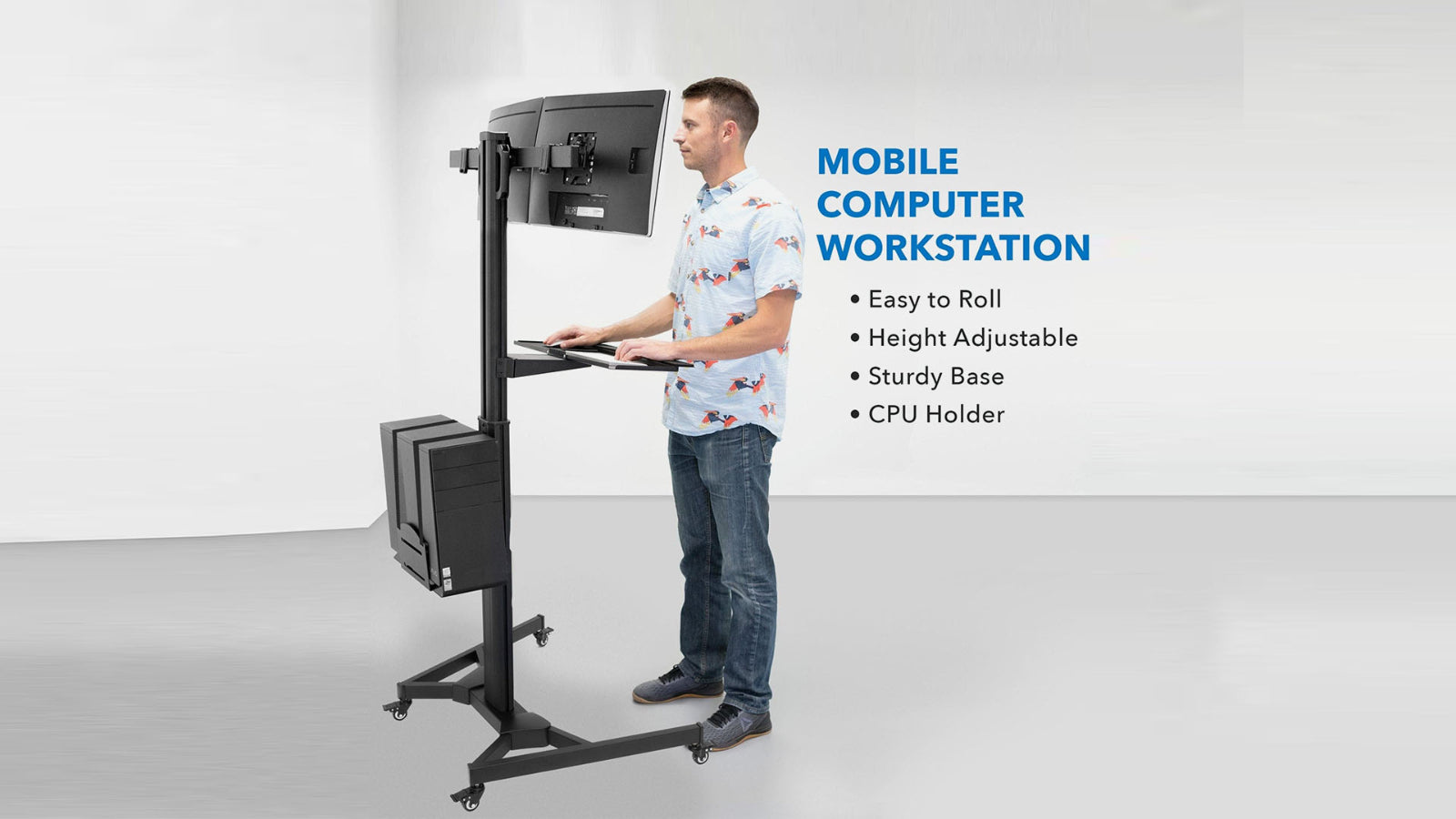 Mount-It! Mobile PC Workstation for Dual Monitors: Fits 13"- 32" Monitors
