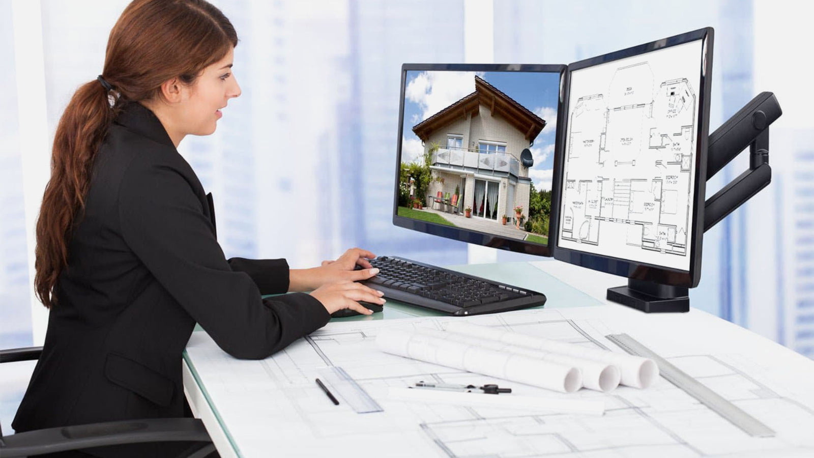 Mount-It! MI-2672 Full Motion Dual Monitor Desk Mount: Fits 17" - 32" Screens