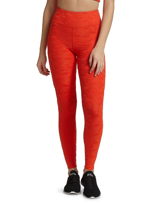 Women's Flamingo 3d Activewear?ao High Waist Active Leggings - Hot Coral