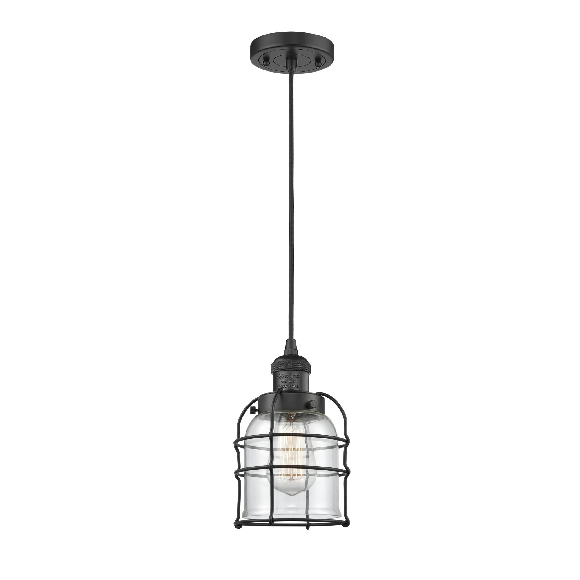 Innovations Lighting Bruno Marashlian Small Bell Cage 6 Inch Mini Pendant Small Bell Cage - 201C-BK-G52-CE - Restoration-Vintage