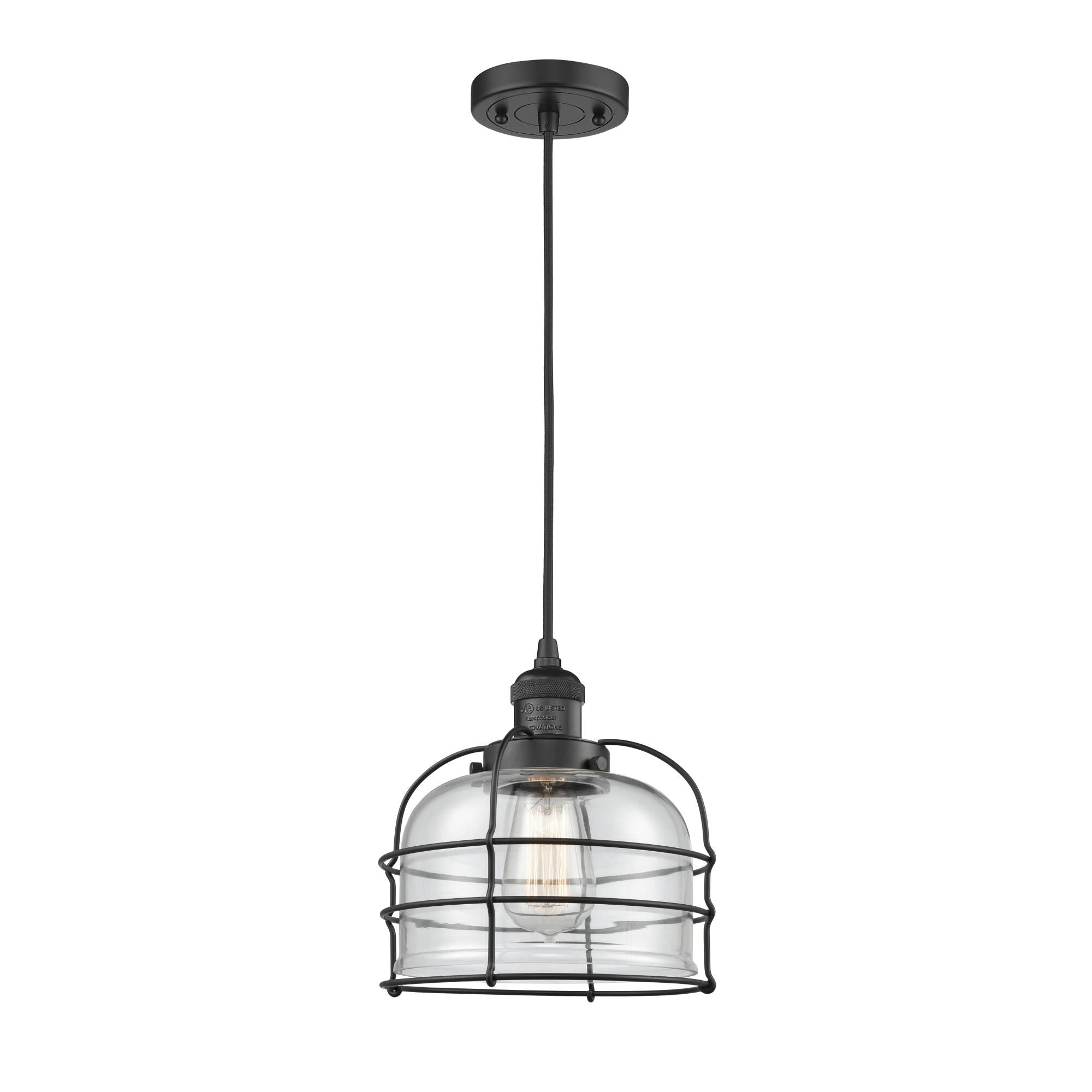 Innovations Lighting Bruno Marashlian Large Bell Cage 9 Inch Mini Pendant Large Bell Cage - 201C-BK-G72-CE - Restoration-Vintage