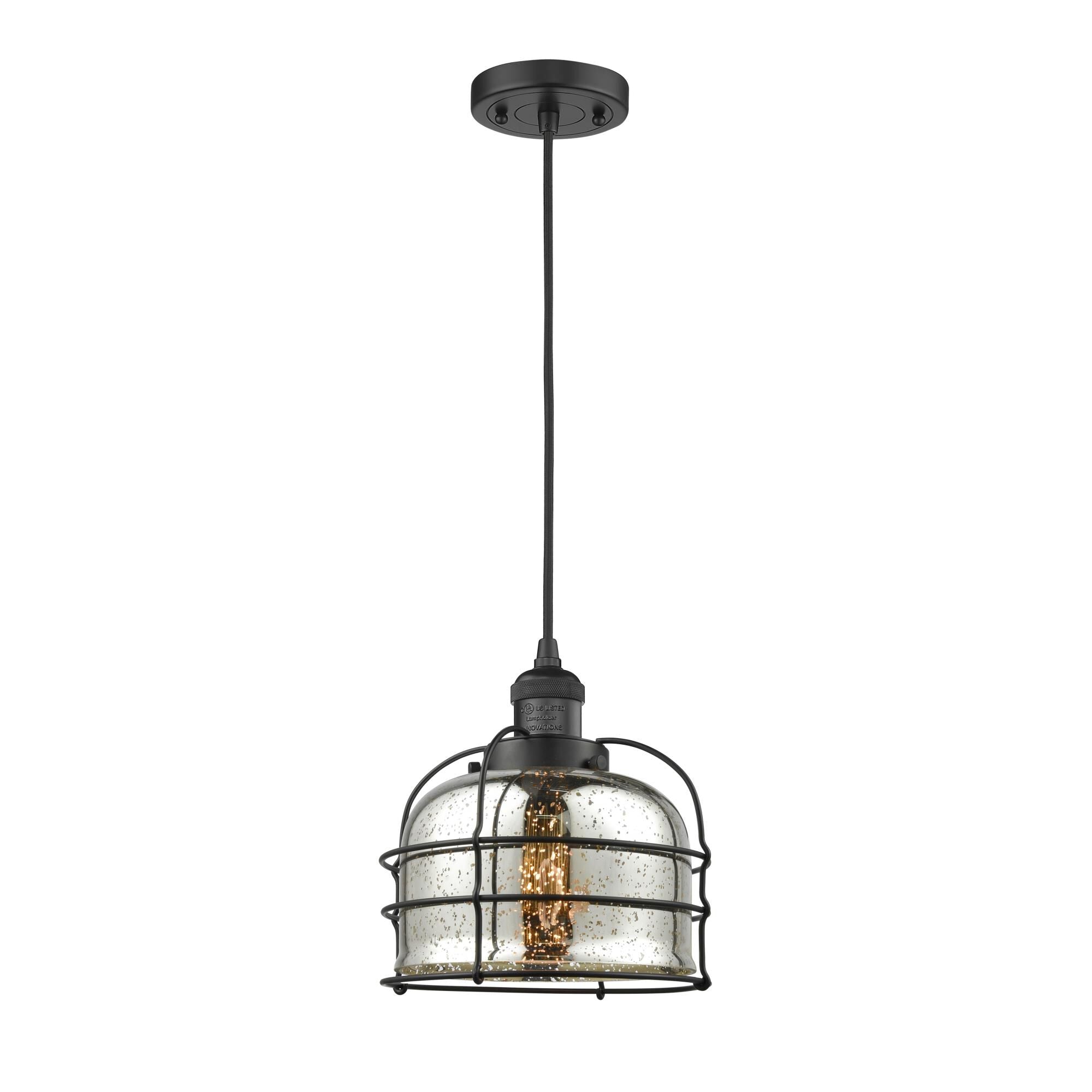 Innovations Lighting Bruno Marashlian Large Bell Cage 9 Inch Mini Pendant Large Bell Cage - 201C-BK-G78-CE - Restoration-Vintage