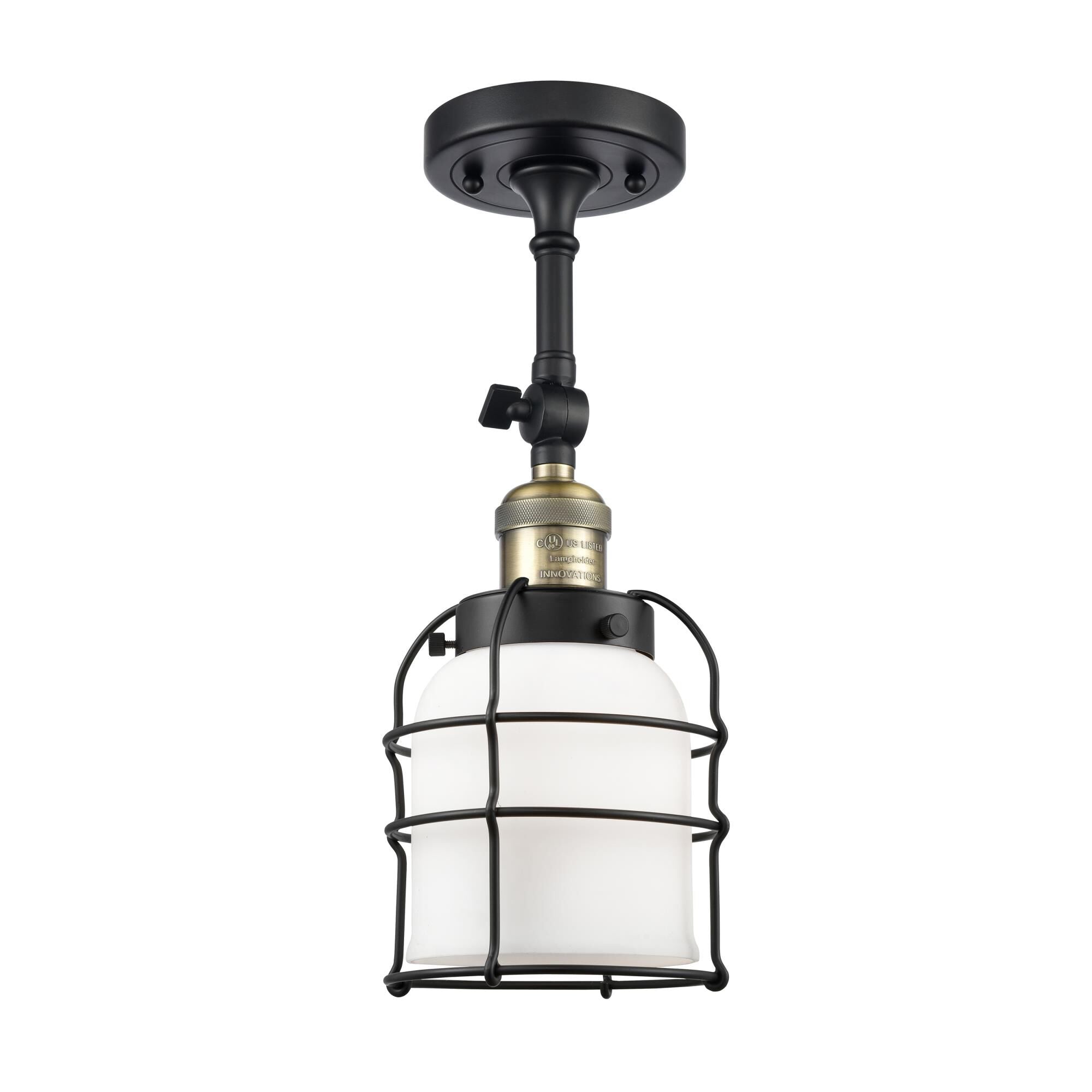 Innovations Lighting Bruno Marashlian Bell Cage 5 Inch 1 Light Semi Flush Mount Bell Cage - 201F-BAB-G51-CE - Restoration-Vintage