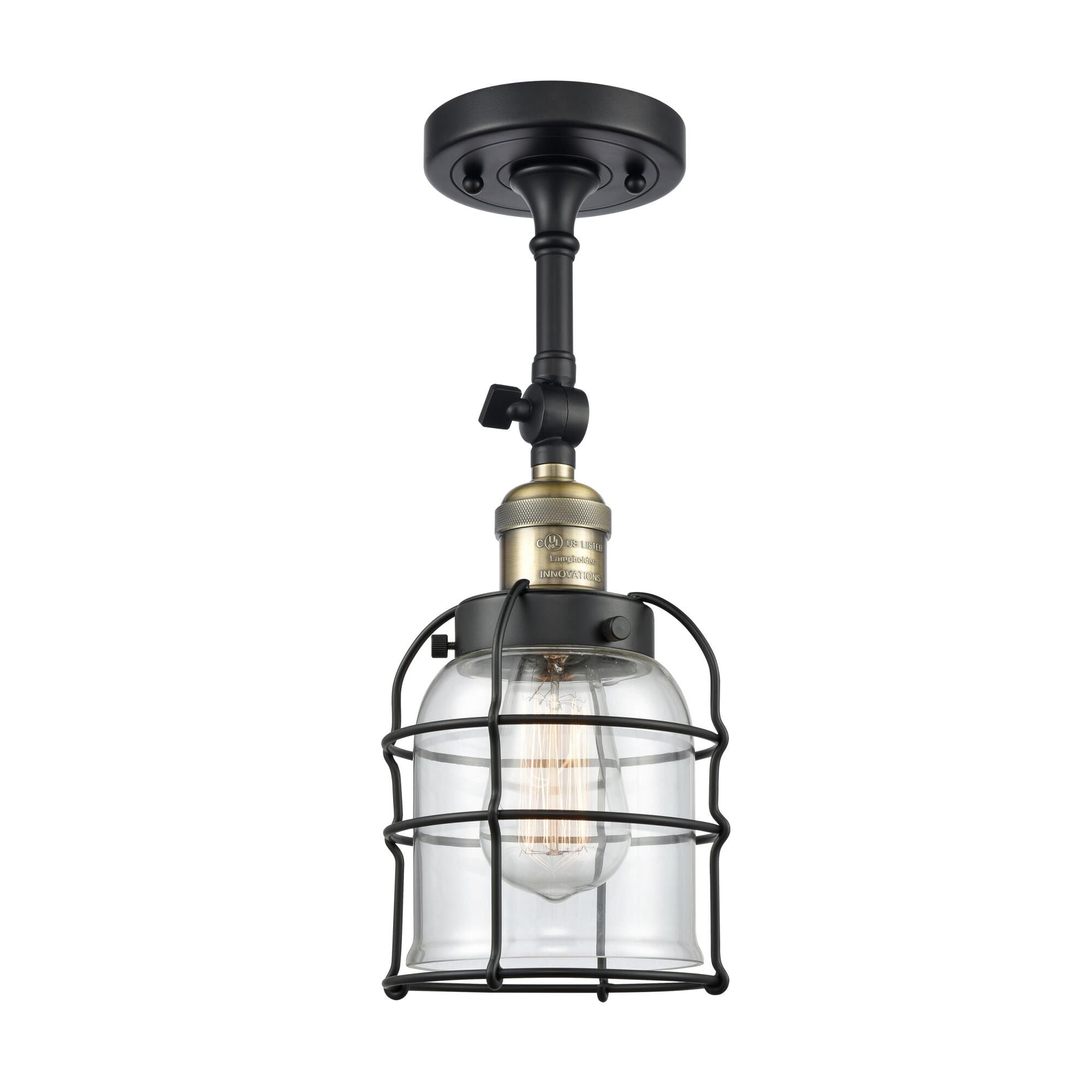 Innovations Lighting Bruno Marashlian Bell Cage 5 Inch 1 Light Semi Flush Mount Bell Cage - 201F-BAB-G52-CE - Restoration-Vintage