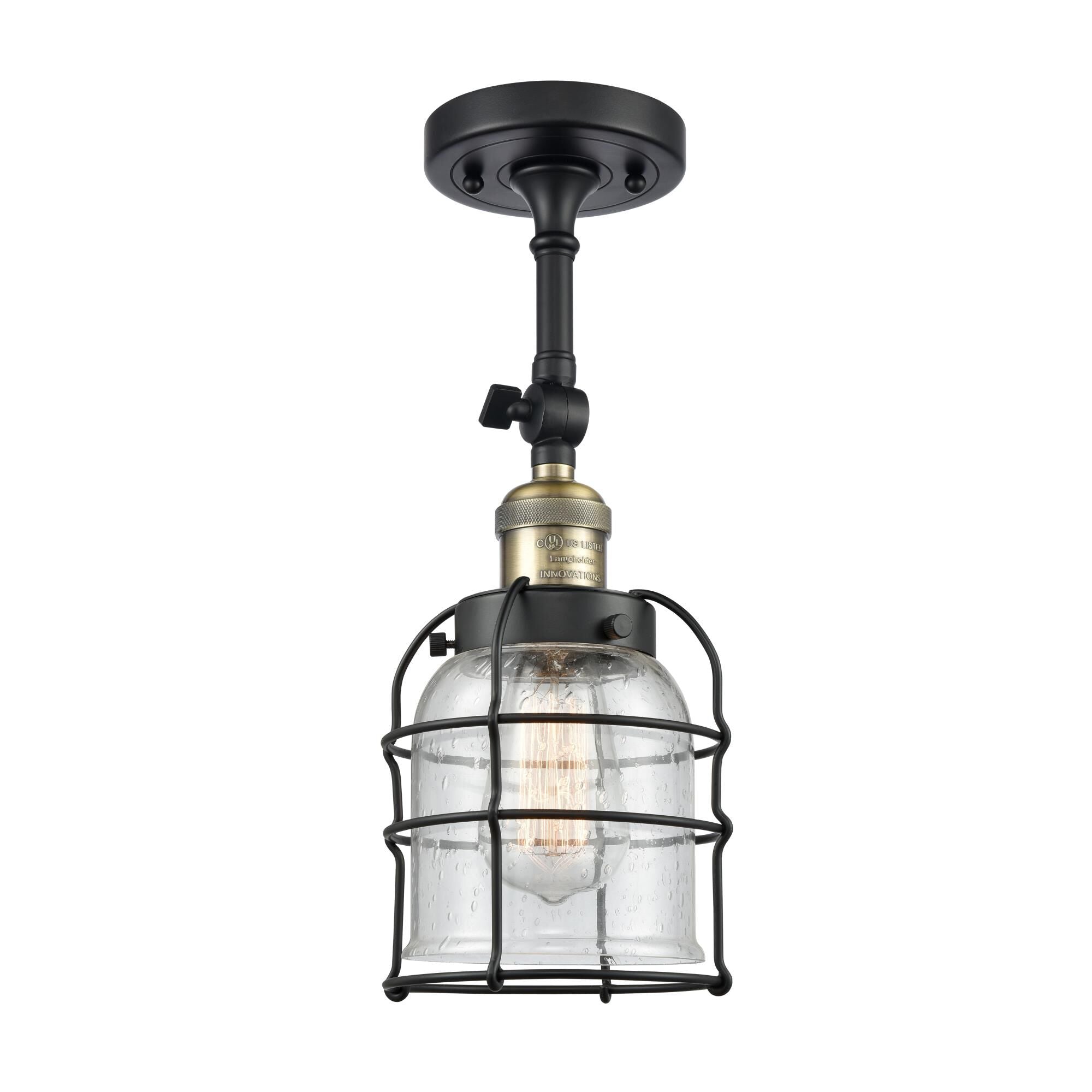 Innovations Lighting Bruno Marashlian Bell Cage 5 Inch 1 Light Semi Flush Mount Bell Cage - 201F-BAB-G54-CE - Restoration-Vintage