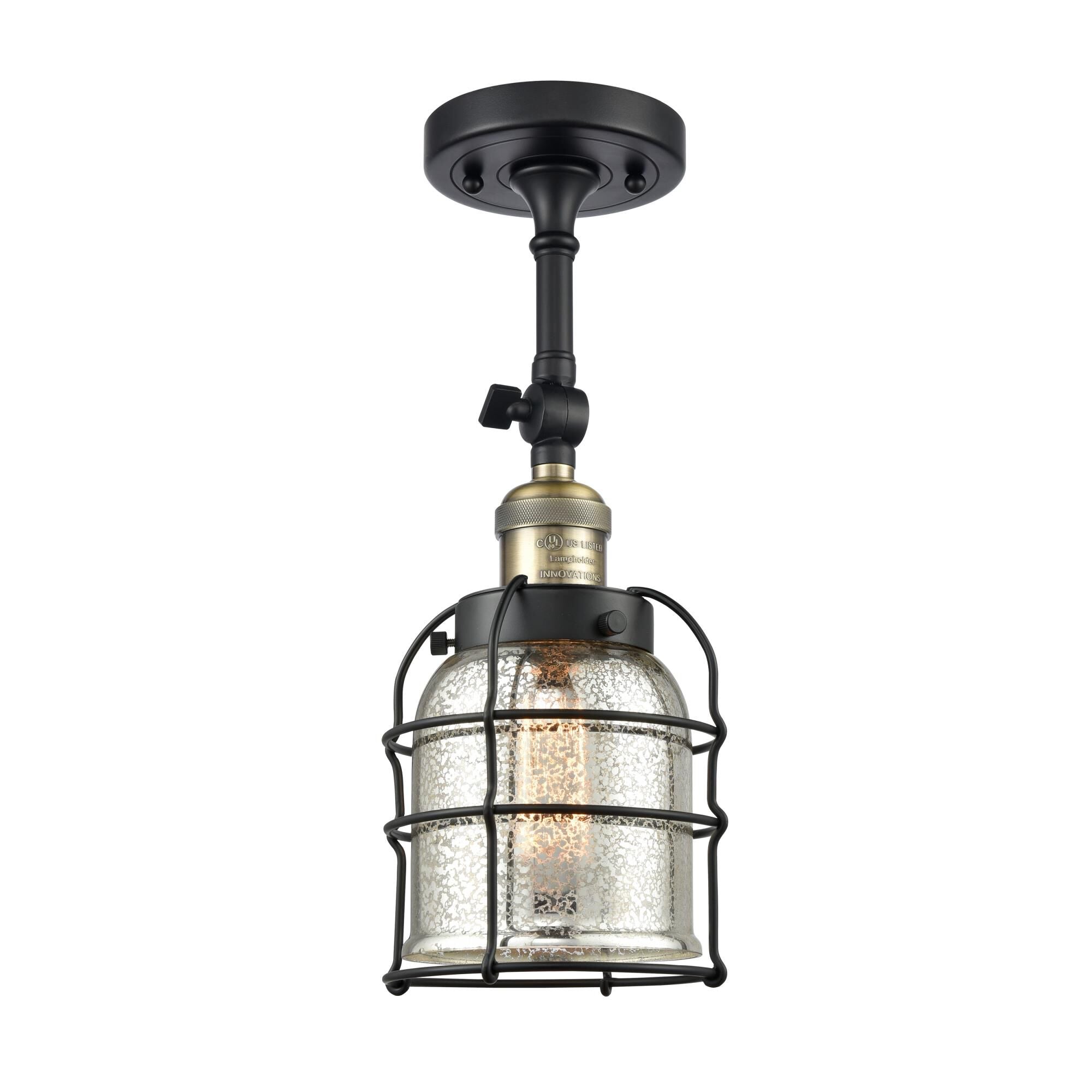Innovations Lighting Bruno Marashlian Bell Cage 5 Inch 1 Light Semi Flush Mount Bell Cage - 201F-BAB-G58-CE - Restoration-Vintage