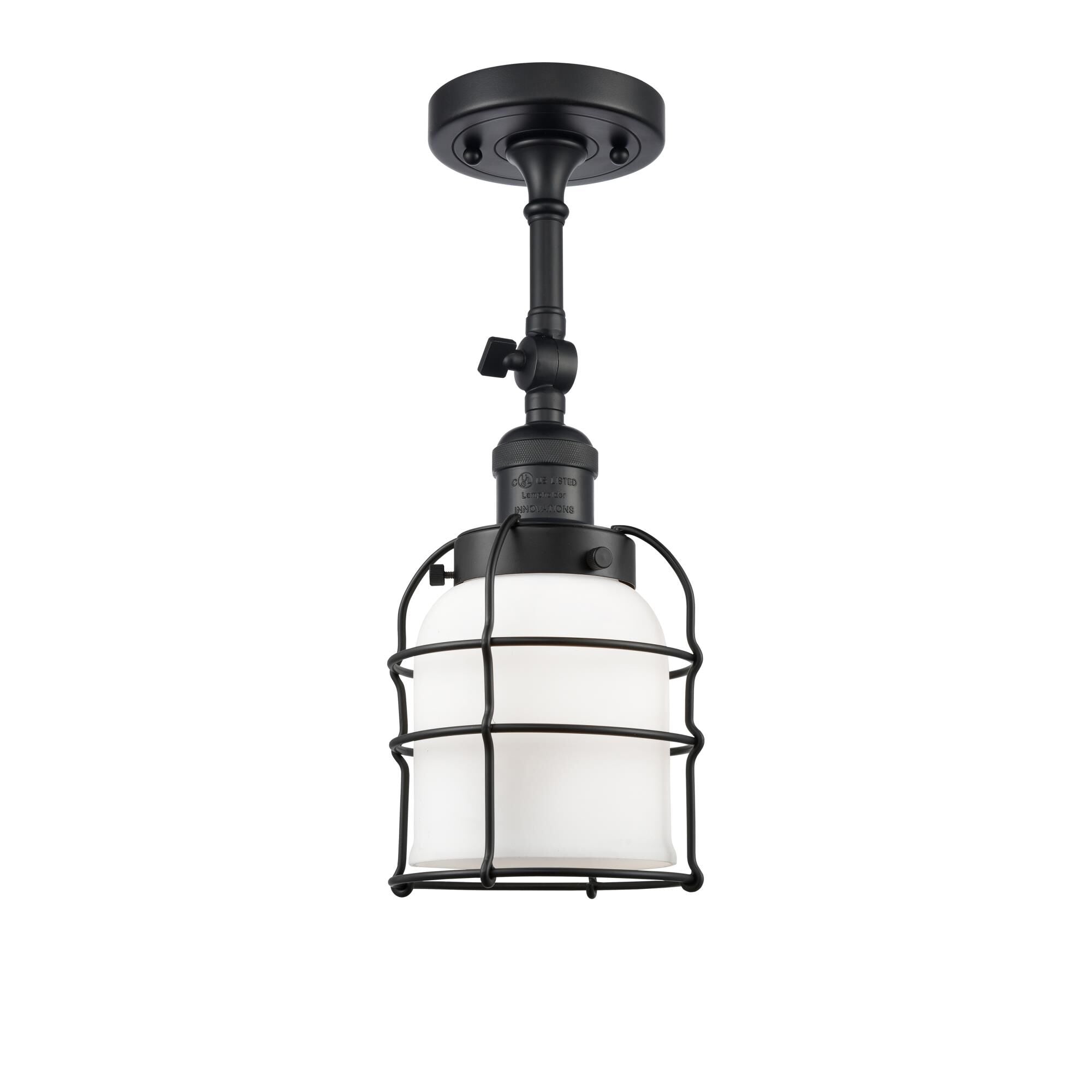 Innovations Lighting Bruno Marashlian Bell Cage 5 Inch 1 Light Semi Flush Mount Bell Cage - 201F-BK-G51-CE - Restoration-Vintage