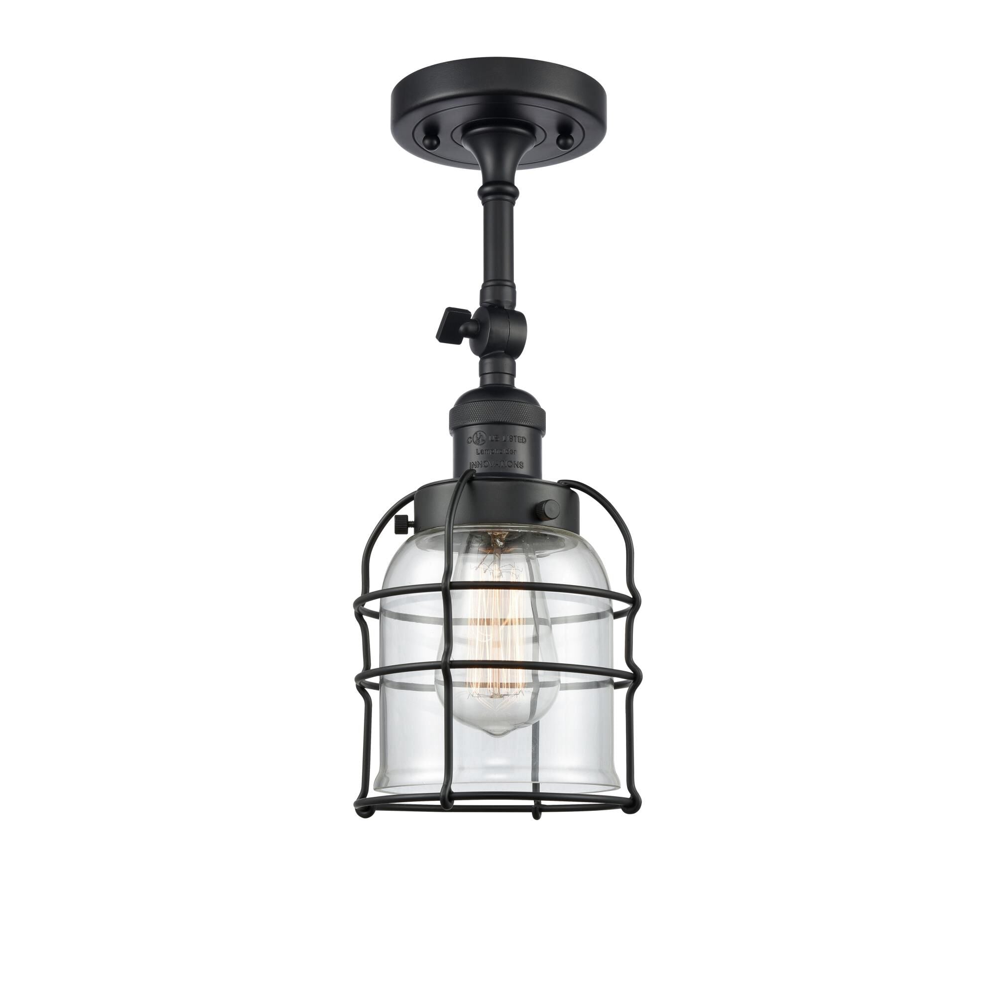 Innovations Lighting Bruno Marashlian Bell Cage 5 Inch 1 Light Semi Flush Mount Bell Cage - 201F-BK-G52-CE - Restoration-Vintage