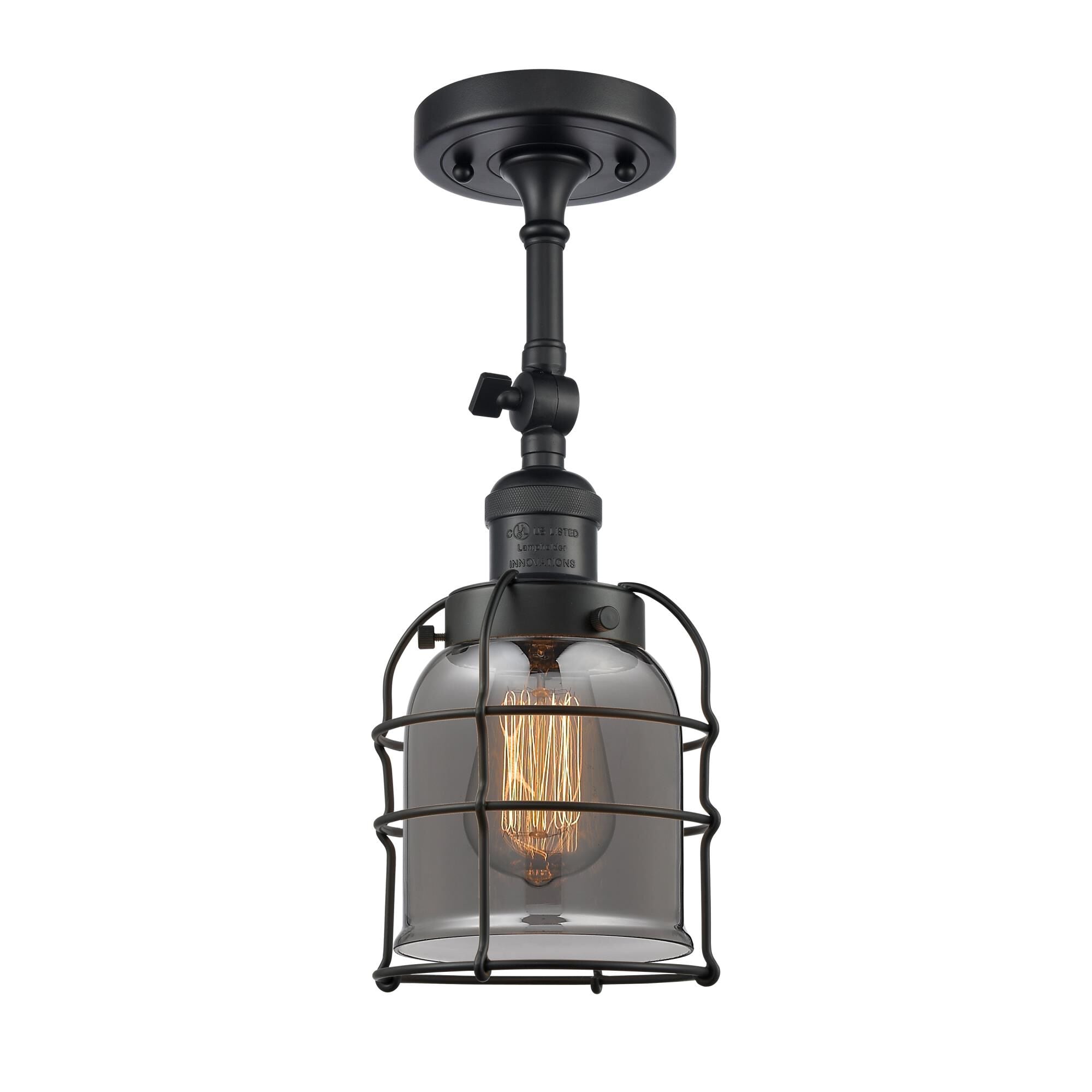 Innovations Lighting Bruno Marashlian Bell Cage 5 Inch 1 Light Semi Flush Mount Bell Cage - 201F-BK-G53-CE - Restoration-Vintage
