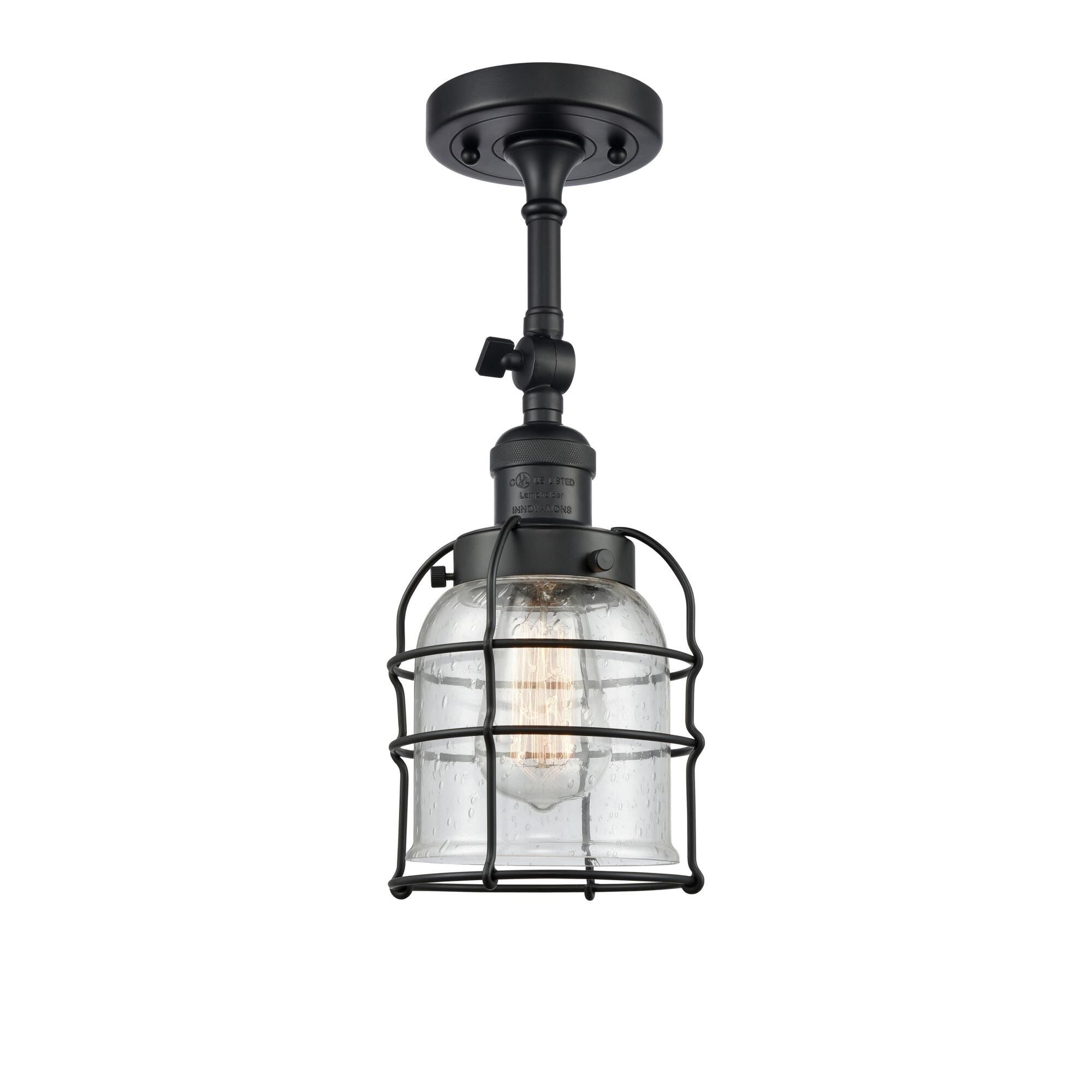 Innovations Lighting Bruno Marashlian Bell Cage 5 Inch 1 Light Semi Flush Mount Bell Cage - 201F-BK-G54-CE - Restoration-Vintage