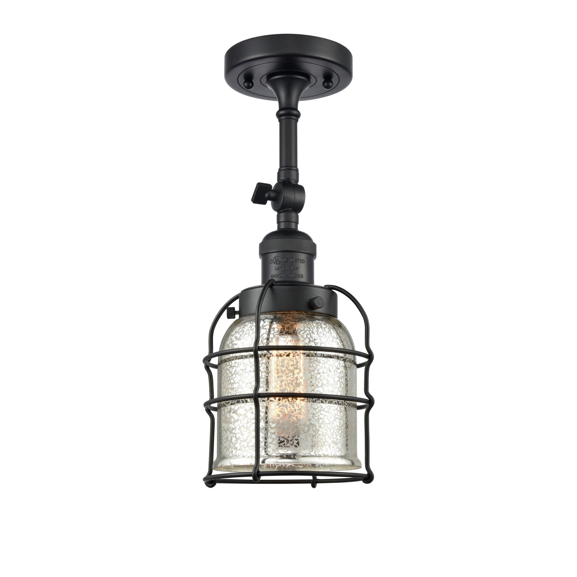 Innovations Lighting Bruno Marashlian Bell Cage 5 Inch 1 Light Semi Flush Mount Bell Cage - 201F-BK-G58-CE - Restoration-Vintage