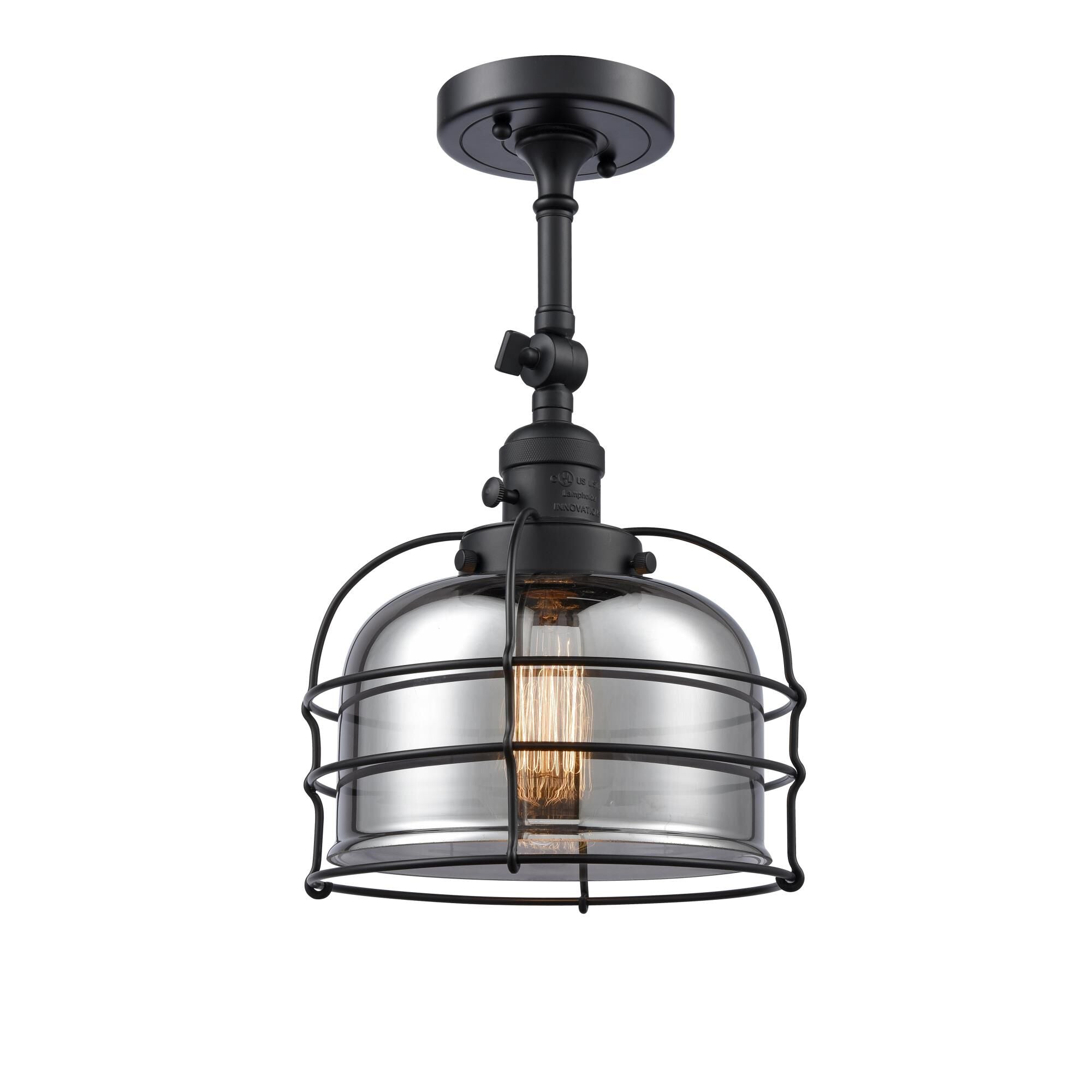 Innovations Lighting Bell Cage 8 Inch 1 Light Semi Flush Mount Bell Cage - 201FSW-BAB-G73-CE - Restoration-Vintage