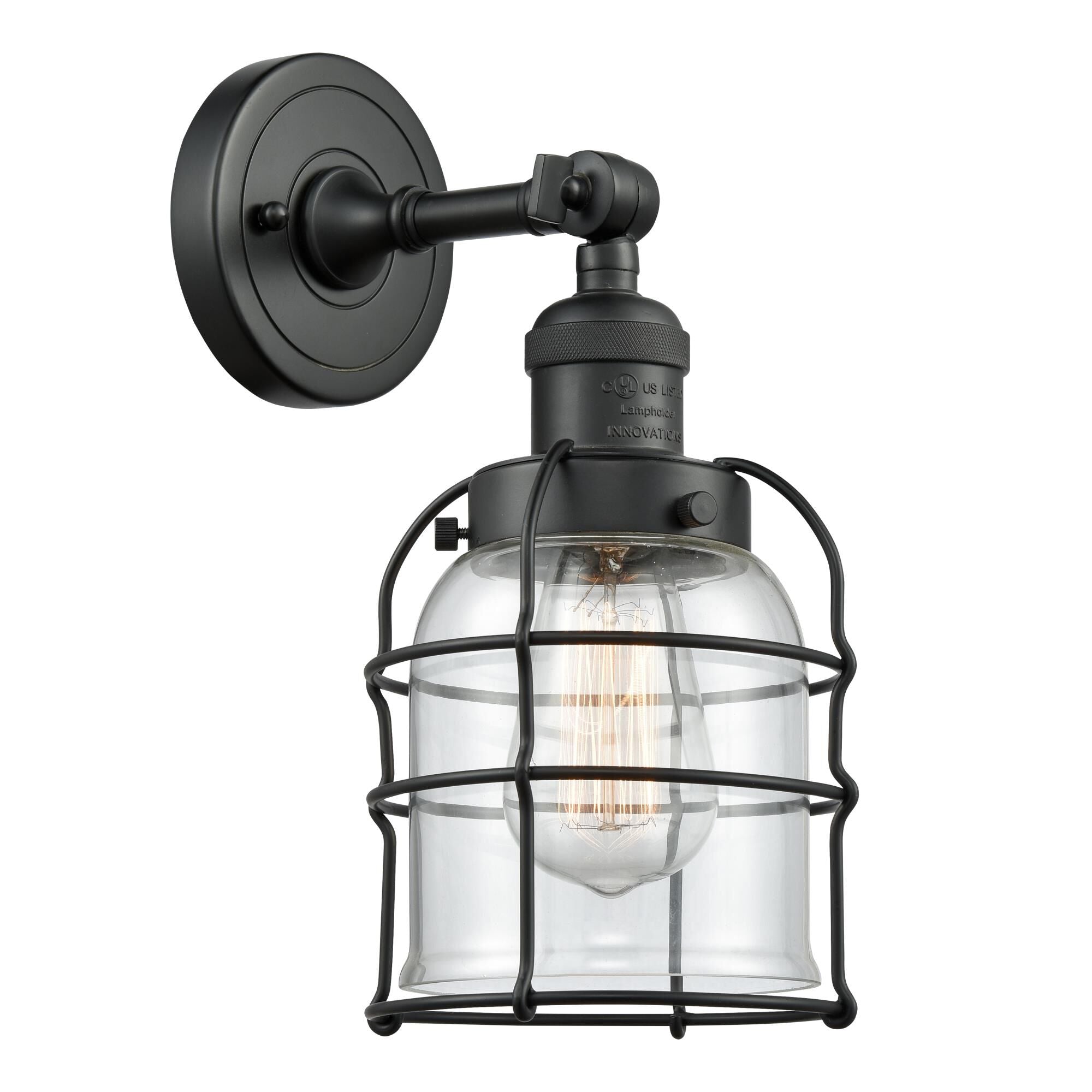 Innovations Lighting Bruno Marashlian Small Bell Cage 12 Inch Wall Sconce Small Bell Cage - 203-BK-G52-CE - Restoration-Vintage