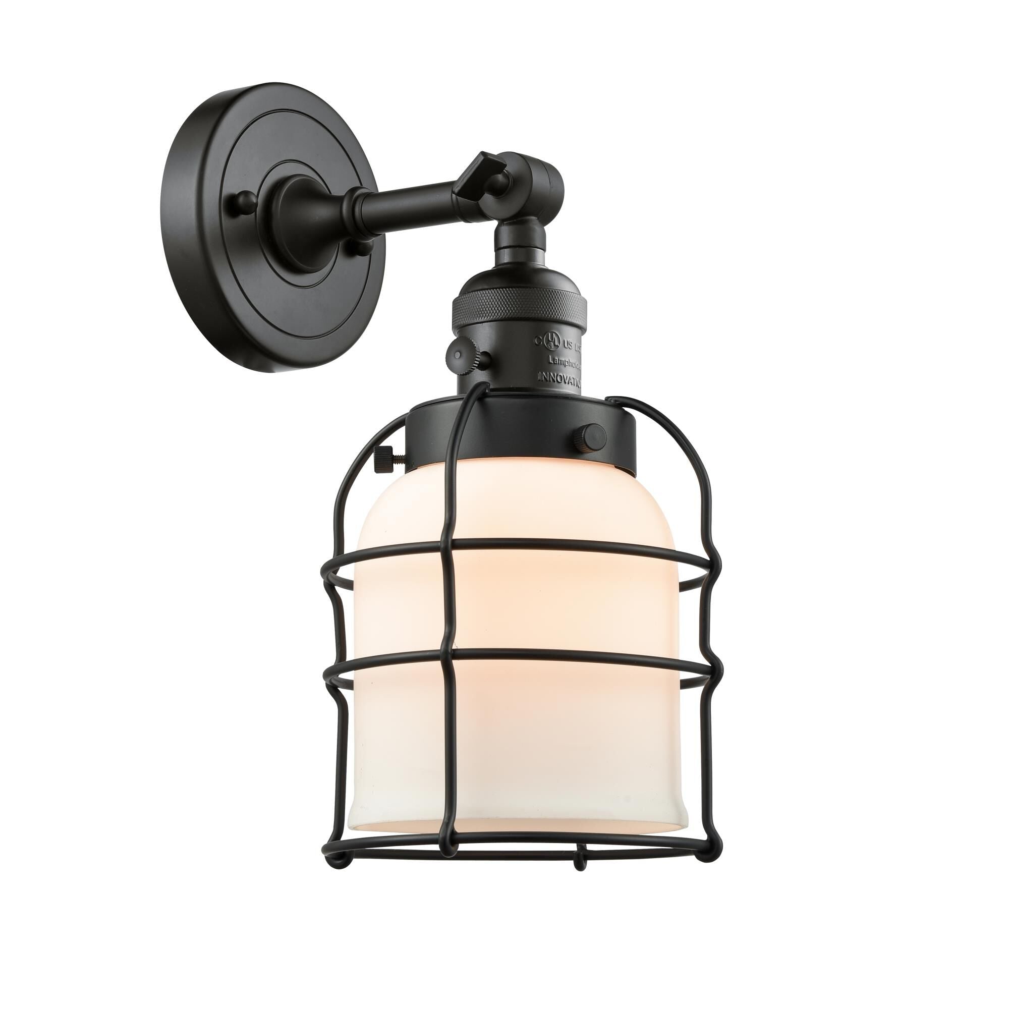Innovations Lighting Bruno Marashlian Small Bell Cage 12 Inch Wall Sconce Small Bell Cage - 203SW-BK-G51-CE - Restoration-Vintage