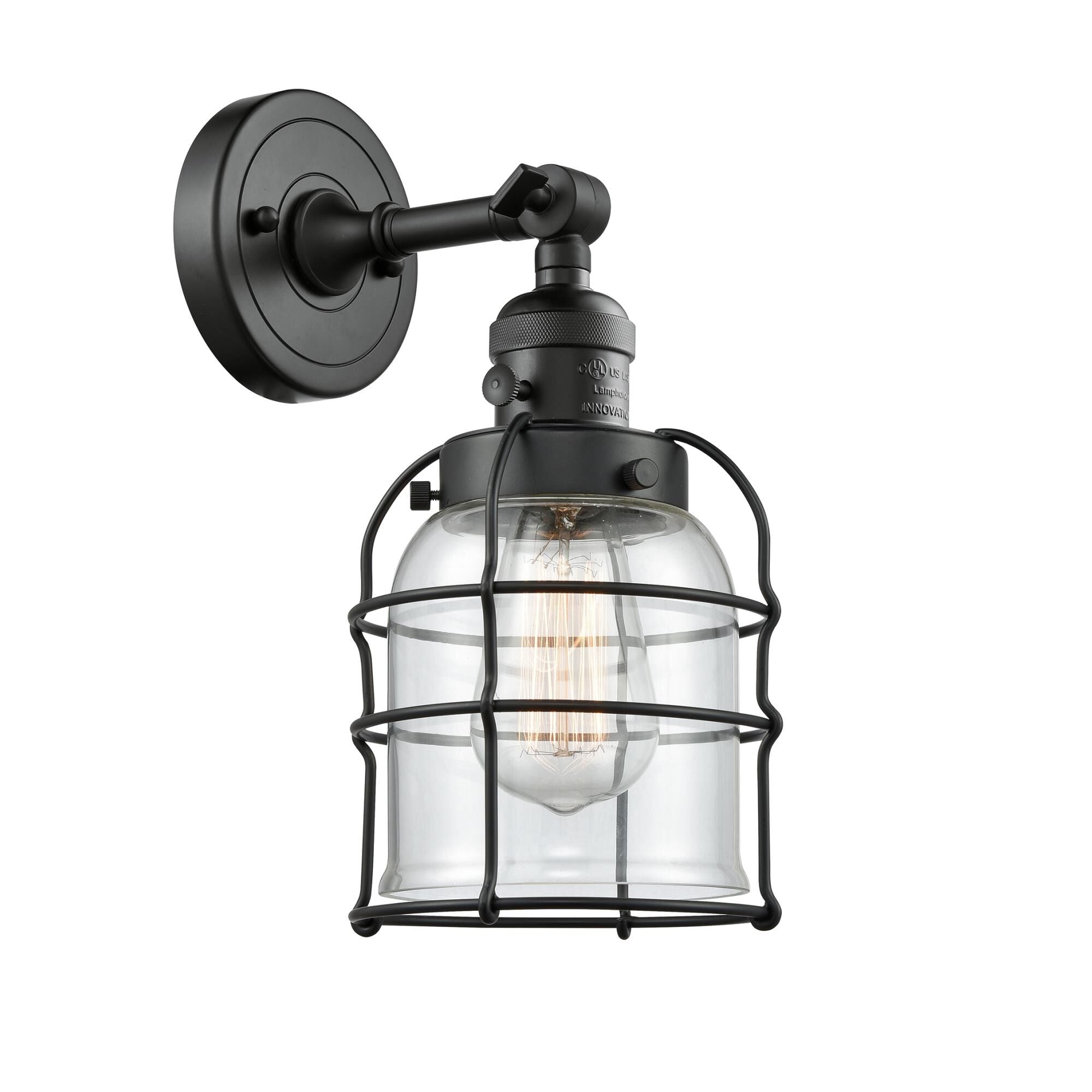 Innovations Lighting Bruno Marashlian Small Bell Cage 12 Inch Wall Sconce Small Bell Cage - 203SW-BK-G52-CE - Restoration-Vintage
