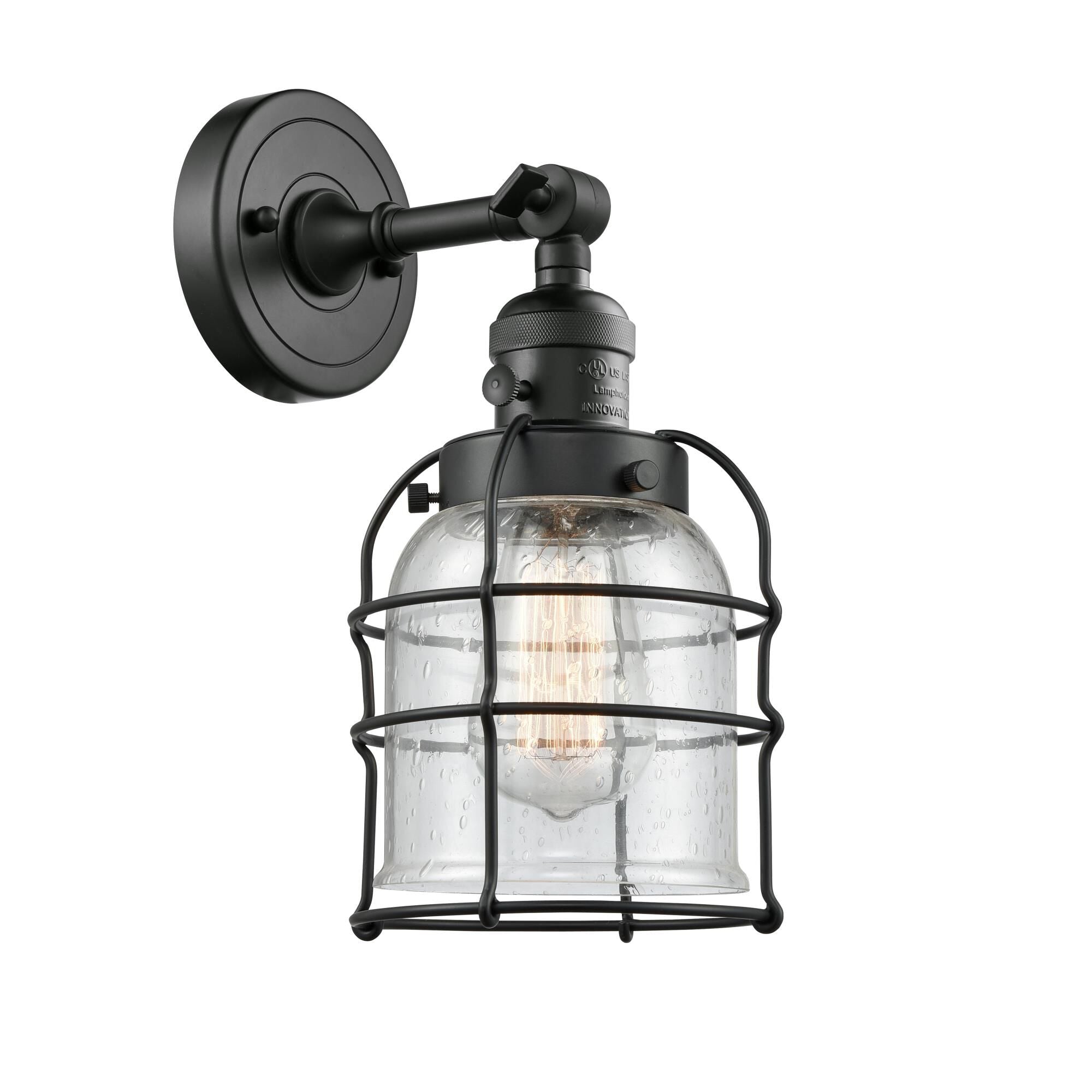 Innovations Lighting Bruno Marashlian Small Bell Cage 12 Inch Wall Sconce Small Bell Cage - 203SW-BK-G54-CE - Restoration-Vintage