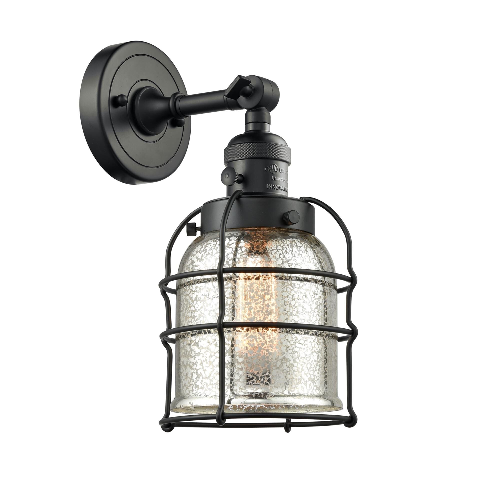 Innovations Lighting Bruno Marashlian Small Bell Cage 12 Inch Wall Sconce Small Bell Cage - 203SW-BK-G58-CE - Restoration-Vintage