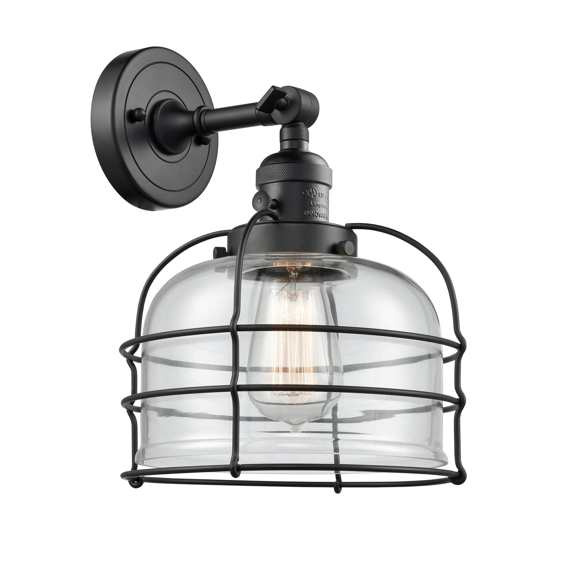 Innovations Lighting Bruno Marashlian Large Bell Cage 9 Inch Wall Sconce Large Bell Cage - 203SW-BK-G72-CE - Restoration-Vintage