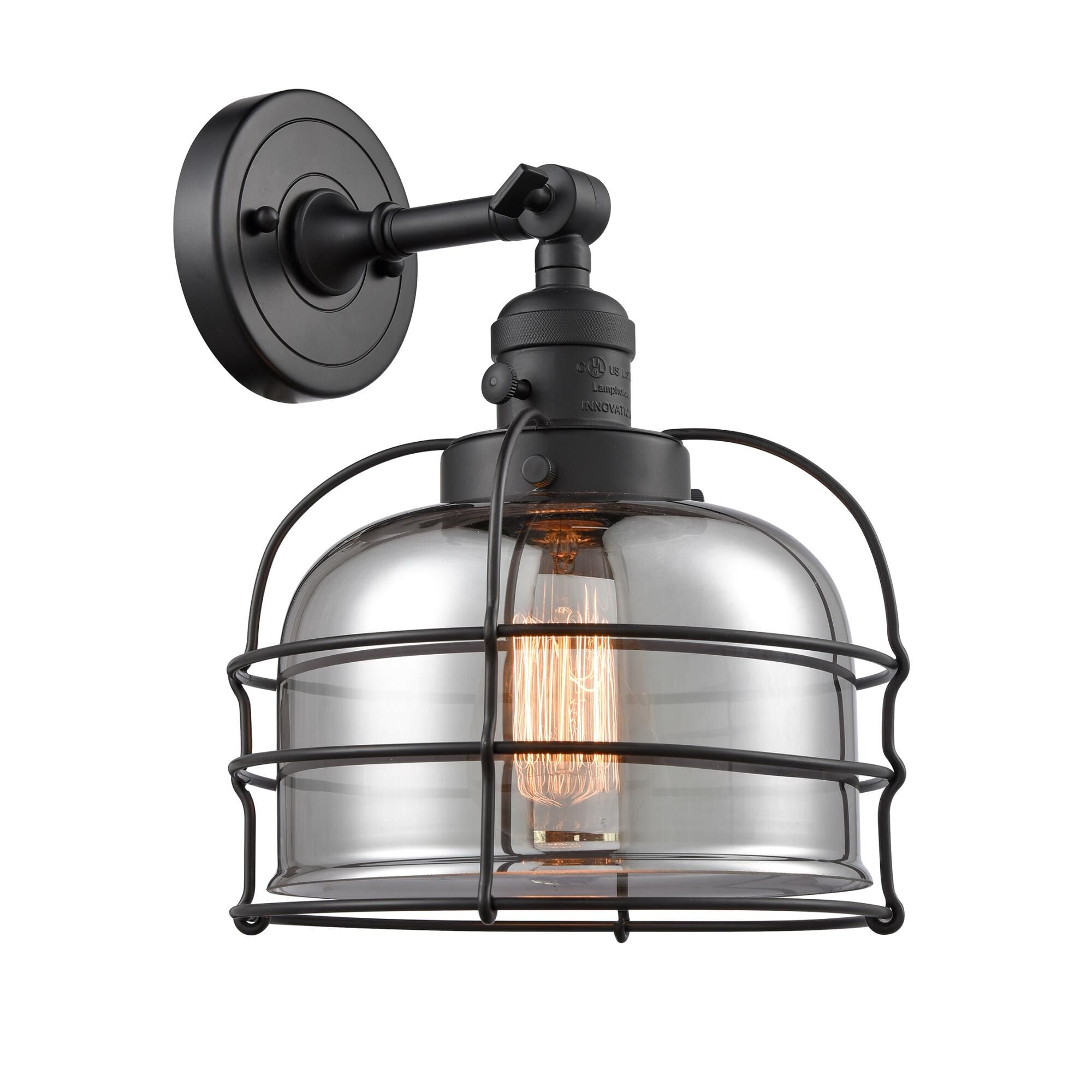 Innovations Lighting Bell Cage 12 Inch Wall Sconce Bell Cage - 203SW-BK-G73-CE - Restoration-Vintage