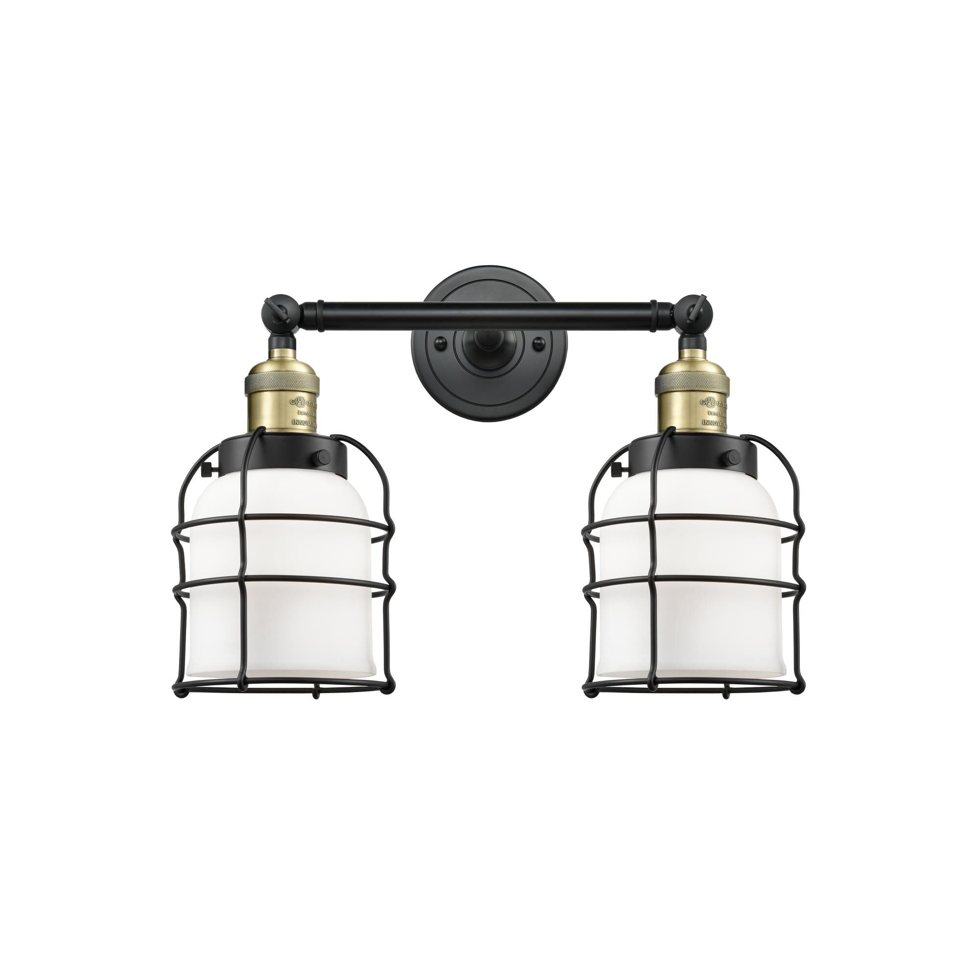 Innovations Lighting Bruno Marashlian Small Bell Cage 16 Inch 2 Light Bath Vanity Light Small Bell Cage - 208-BAB-G51-CE - Restoration-Vintage