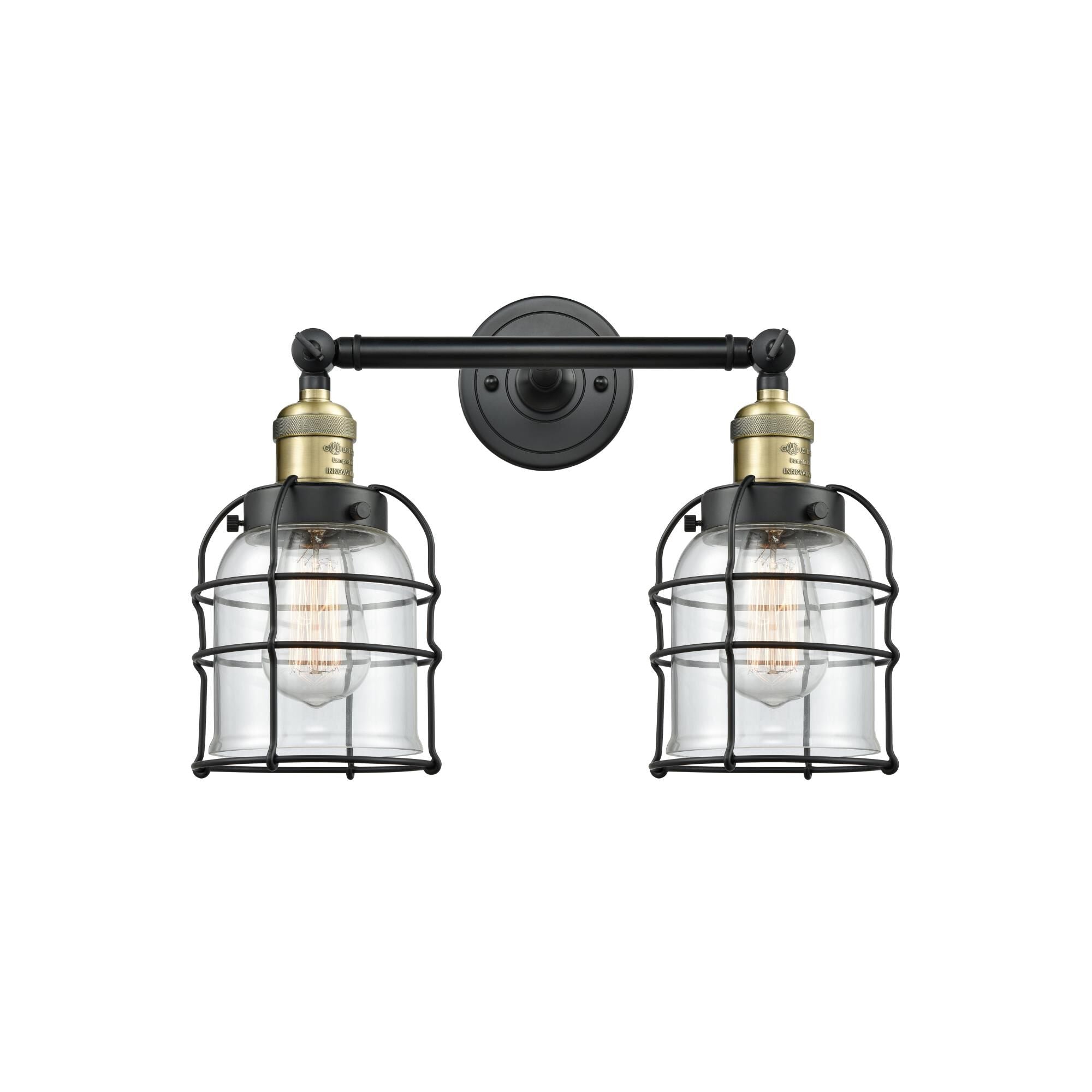 Innovations Lighting Bruno Marashlian Small Bell Cage 16 Inch 2 Light Bath Vanity Light Small Bell Cage - 208-BAB-G52-CE - Restoration-Vintage