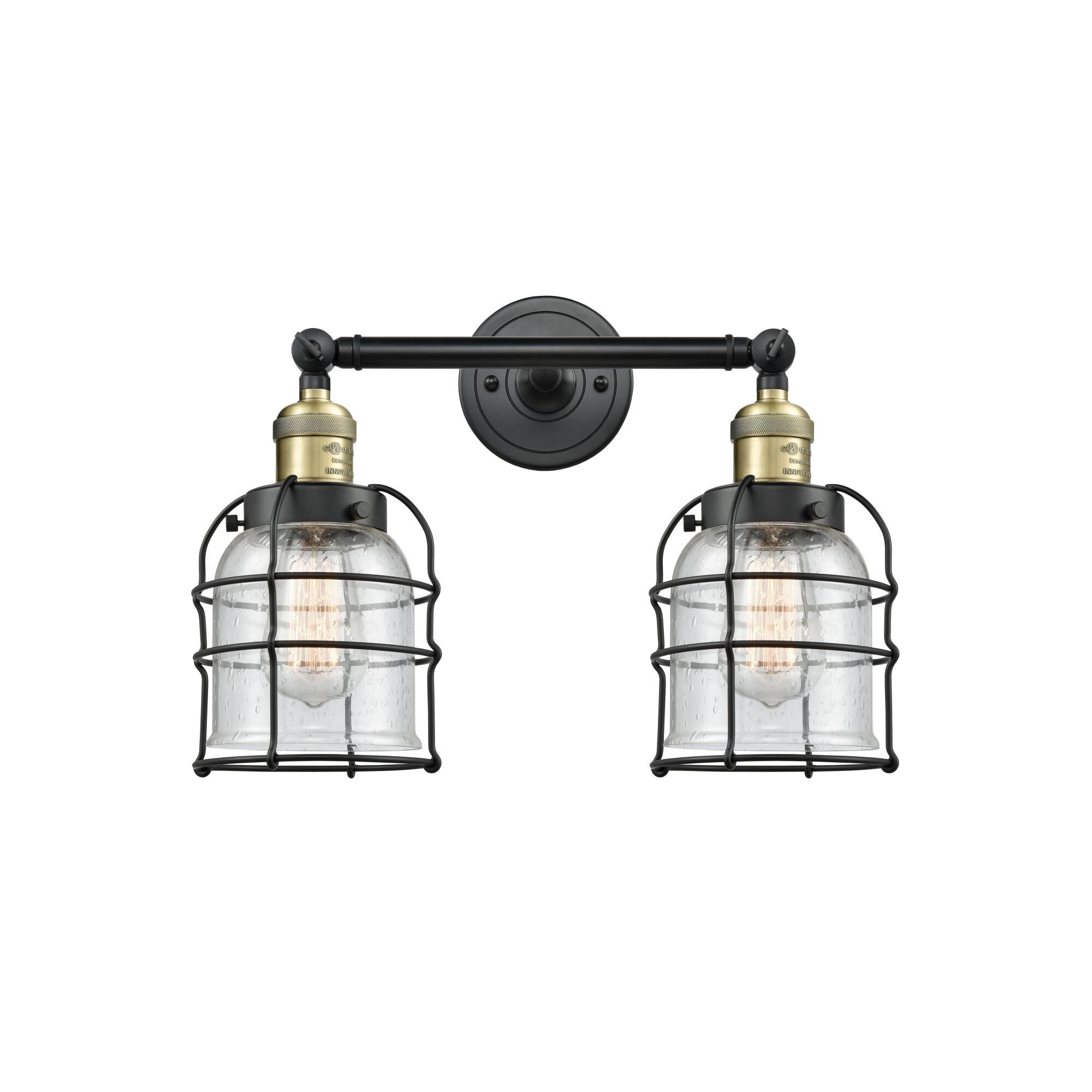 Innovations Lighting Bruno Marashlian Small Bell Cage 16 Inch 2 Light Bath Vanity Light Small Bell Cage - 208-BAB-G54-CE - Restoration-Vintage