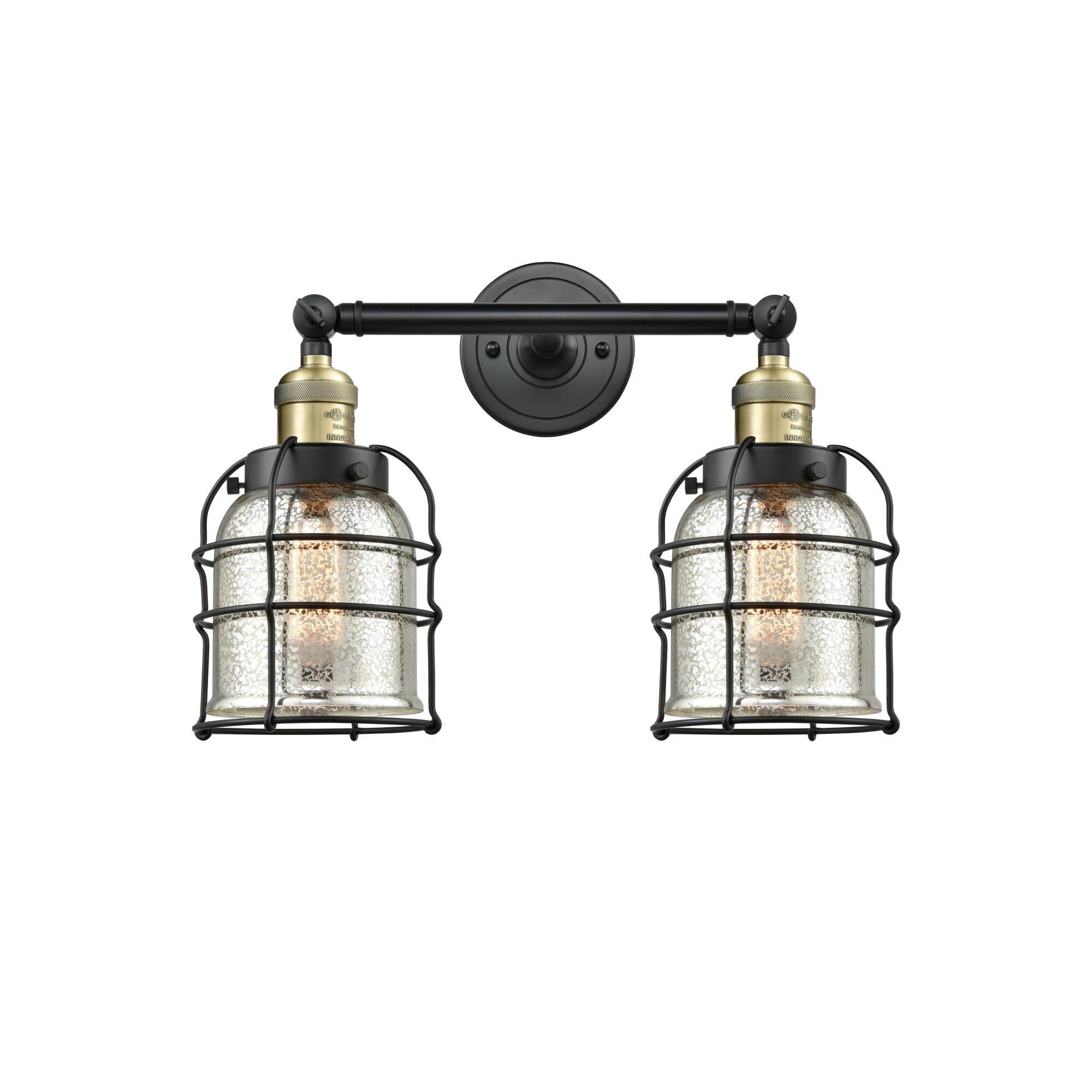 Innovations Lighting Bruno Marashlian Small Bell Cage 16 Inch 2 Light Bath Vanity Light Small Bell Cage - 208-BAB-G58-CE - Restoration-Vintage
