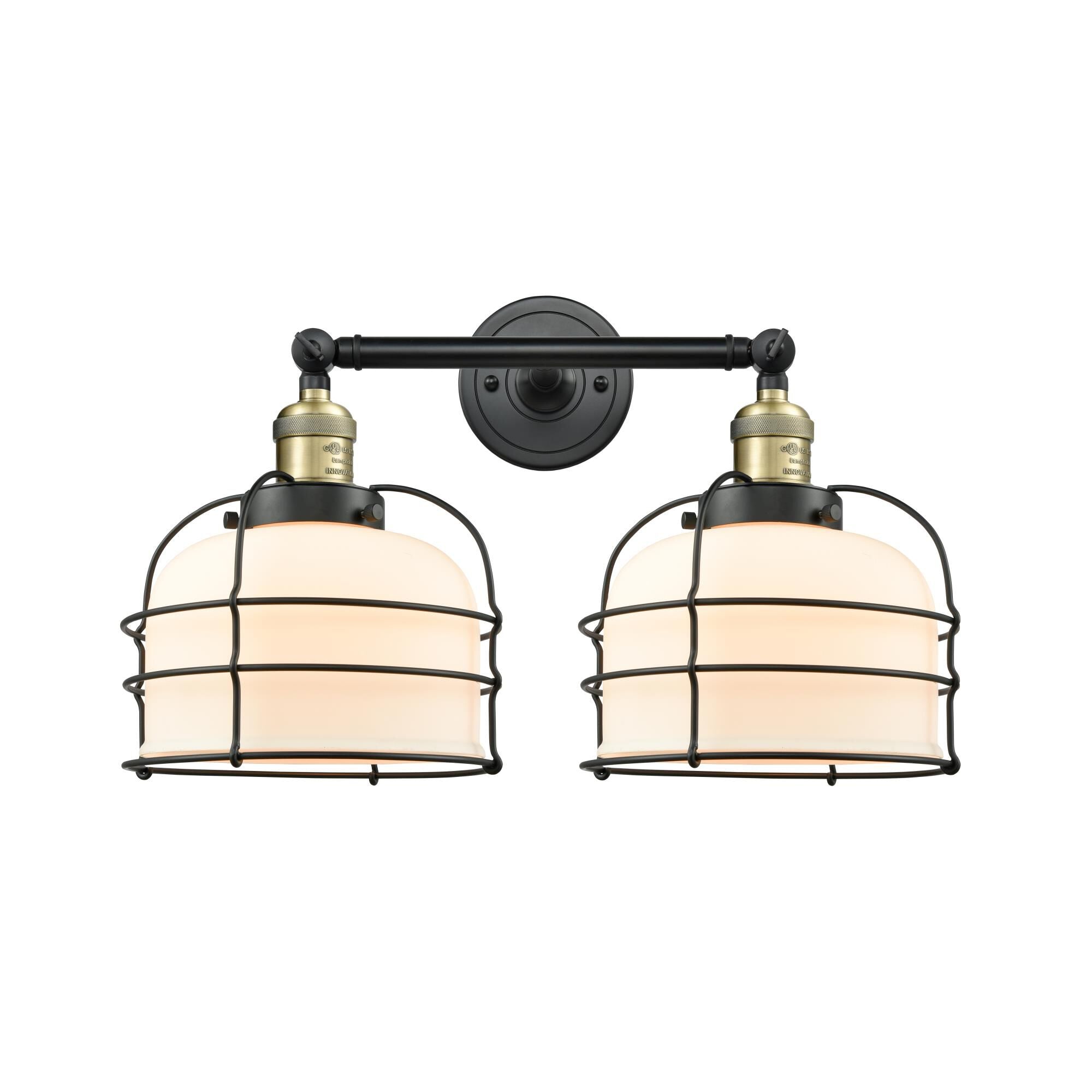 Innovations Lighting Bruno Marashlian Large Bell Cage 19 Inch 2 Light Bath Vanity Light Large Bell Cage - 208-BAB-G71-CE - Restoration-Vintage