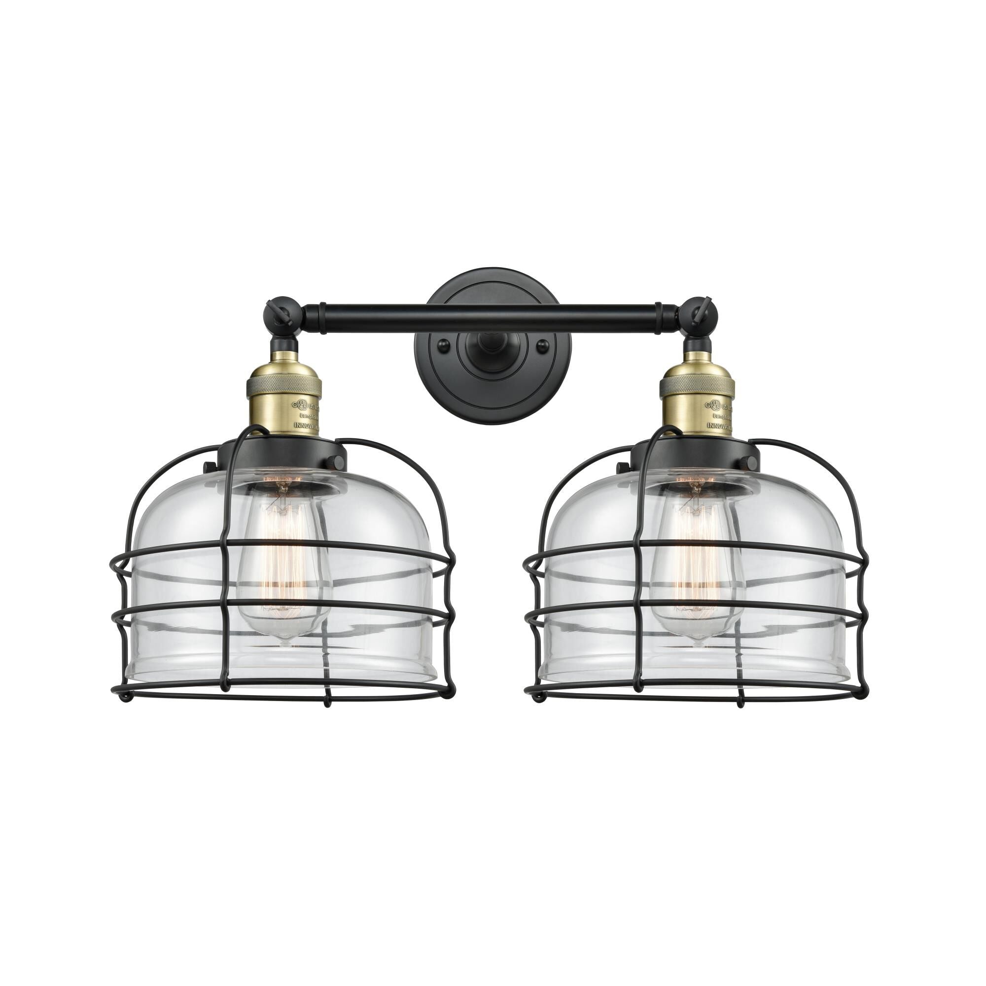 Innovations Lighting Bruno Marashlian Large Bell Cage 19 Inch 2 Light Bath Vanity Light Large Bell Cage - 208-BAB-G72-CE - Restoration-Vintage
