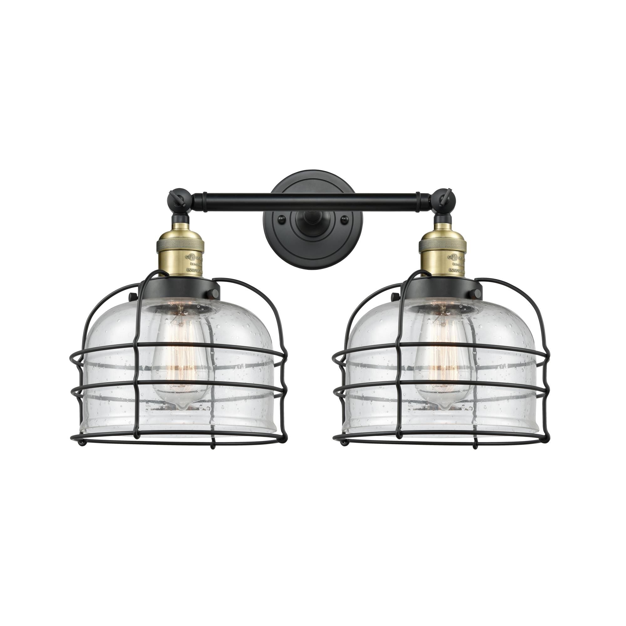 Innovations Lighting Bruno Marashlian Large Bell Cage 19 Inch 2 Light Bath Vanity Light Large Bell Cage - 208-BAB-G74-CE - Restoration-Vintage