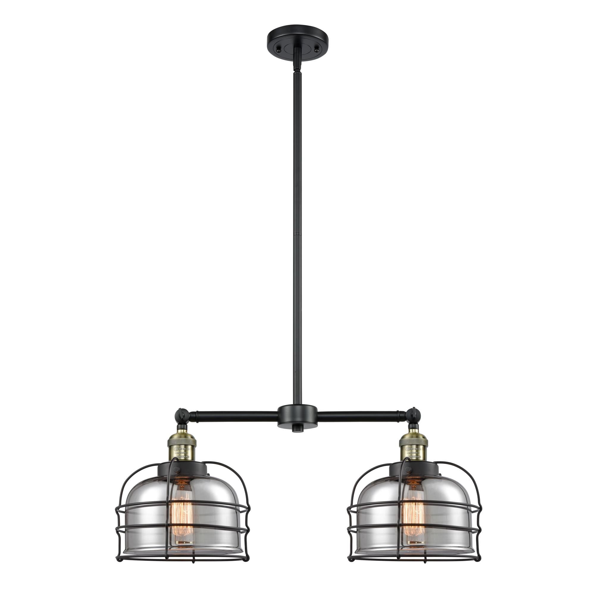 Innovations Lighting Bruno Marashlian Large Bell Cage 24 Inch 2 Light Chandelier Large Bell Cage - 209-BAB-G73-CE - Restoration-Vintage