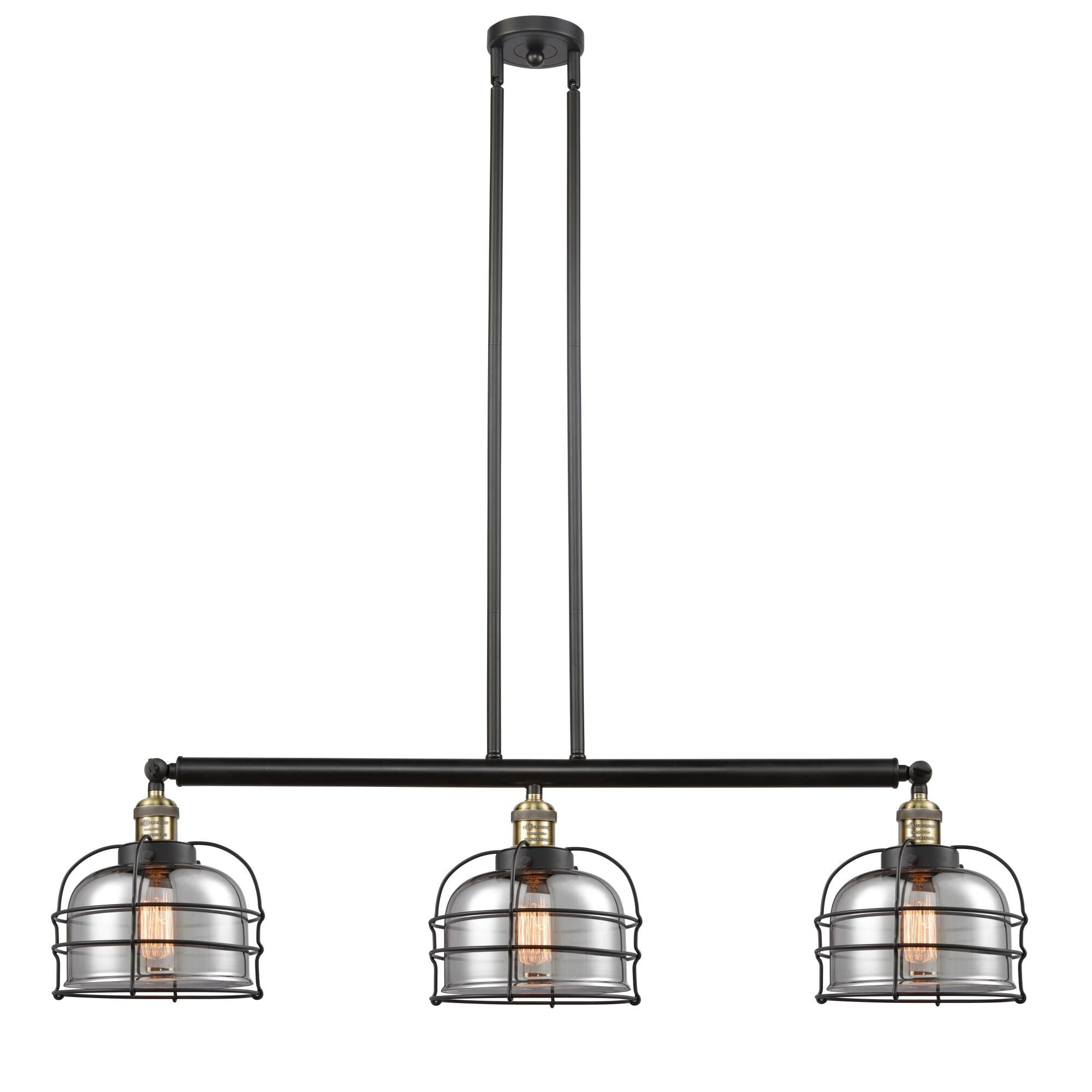 Innovations Lighting Bruno Marashlian Large Bell Cage 41 Inch 3 Light Linear Suspension Light Large Bell Cage - 213-BAB-G73-CE - Industrial