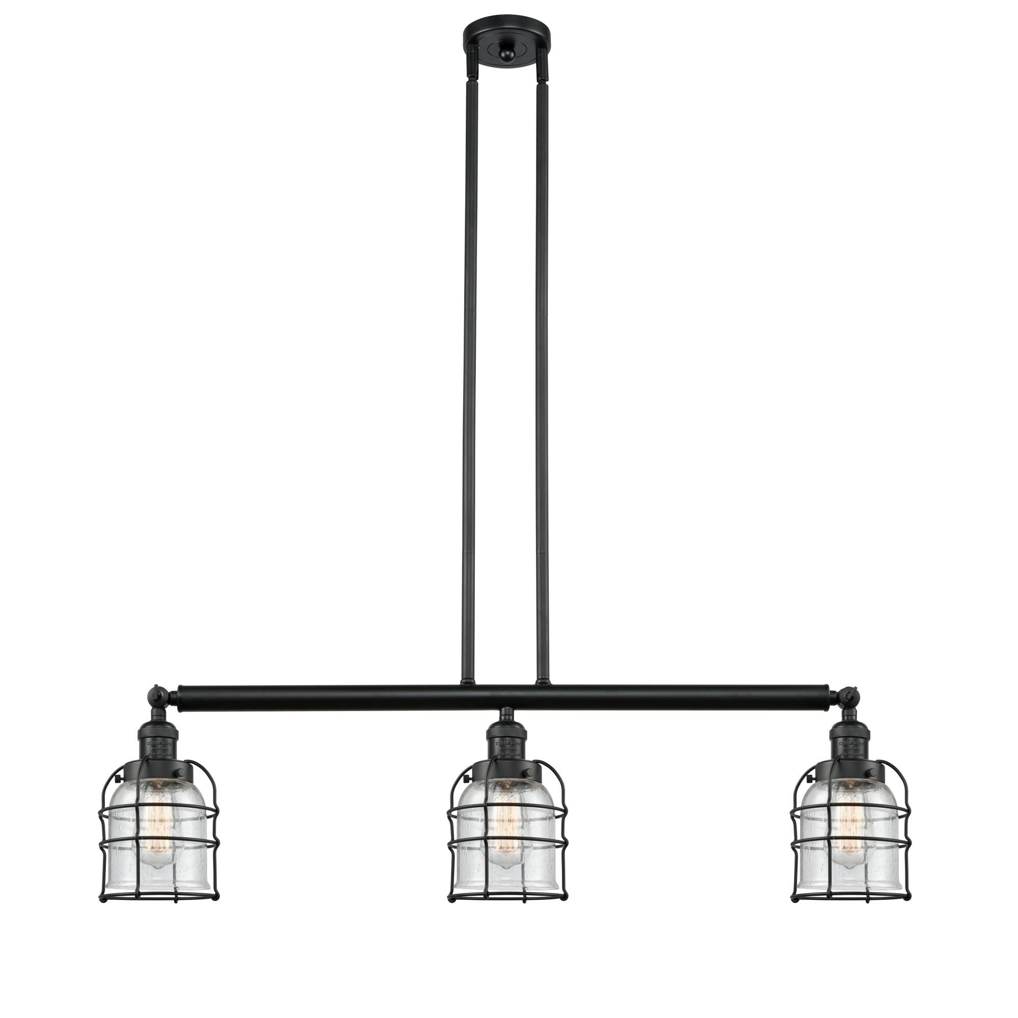 Innovations Lighting Bruno Marashlian Small Bell Cage 38 Inch 3 Light Linear Suspension Light Small Bell Cage - 213-BAB-G52-CE - Industrial