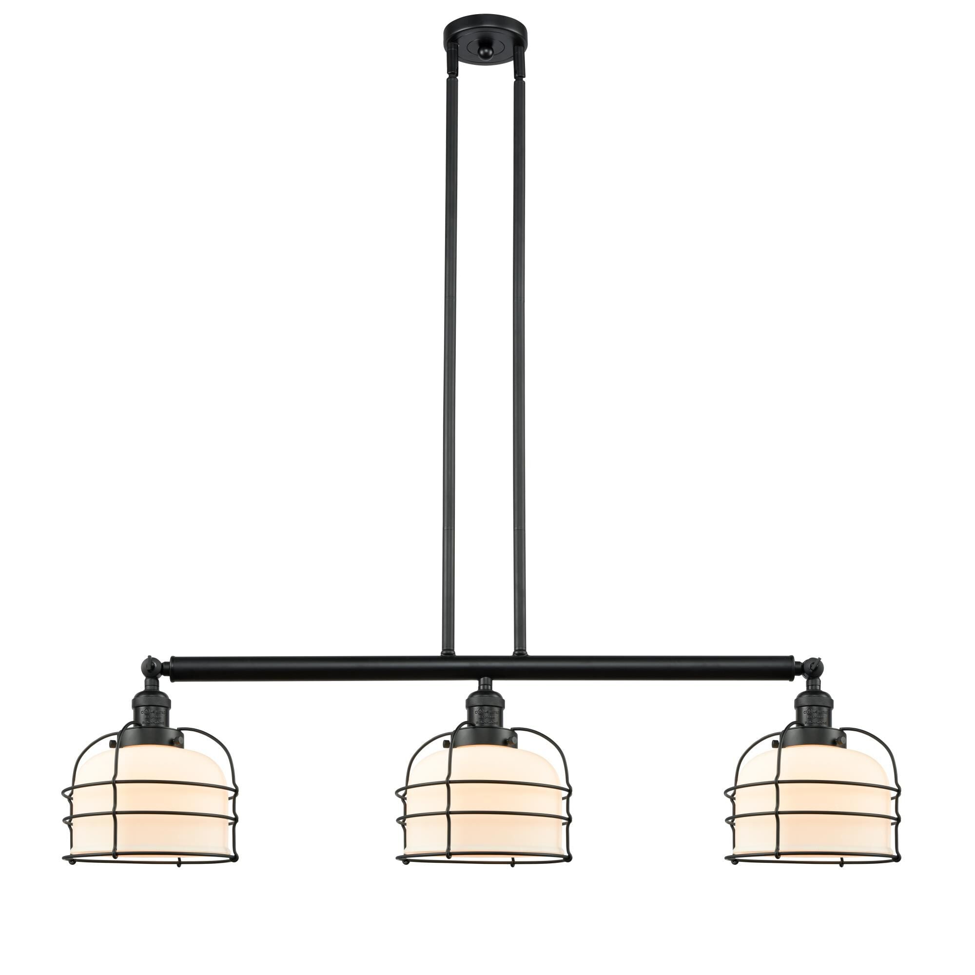 Innovations Lighting Bruno Marashlian Large Bell Cage 41 Inch 3 Light Linear Suspension Light Large Bell Cage - 213-BK-G71-CE - Industrial