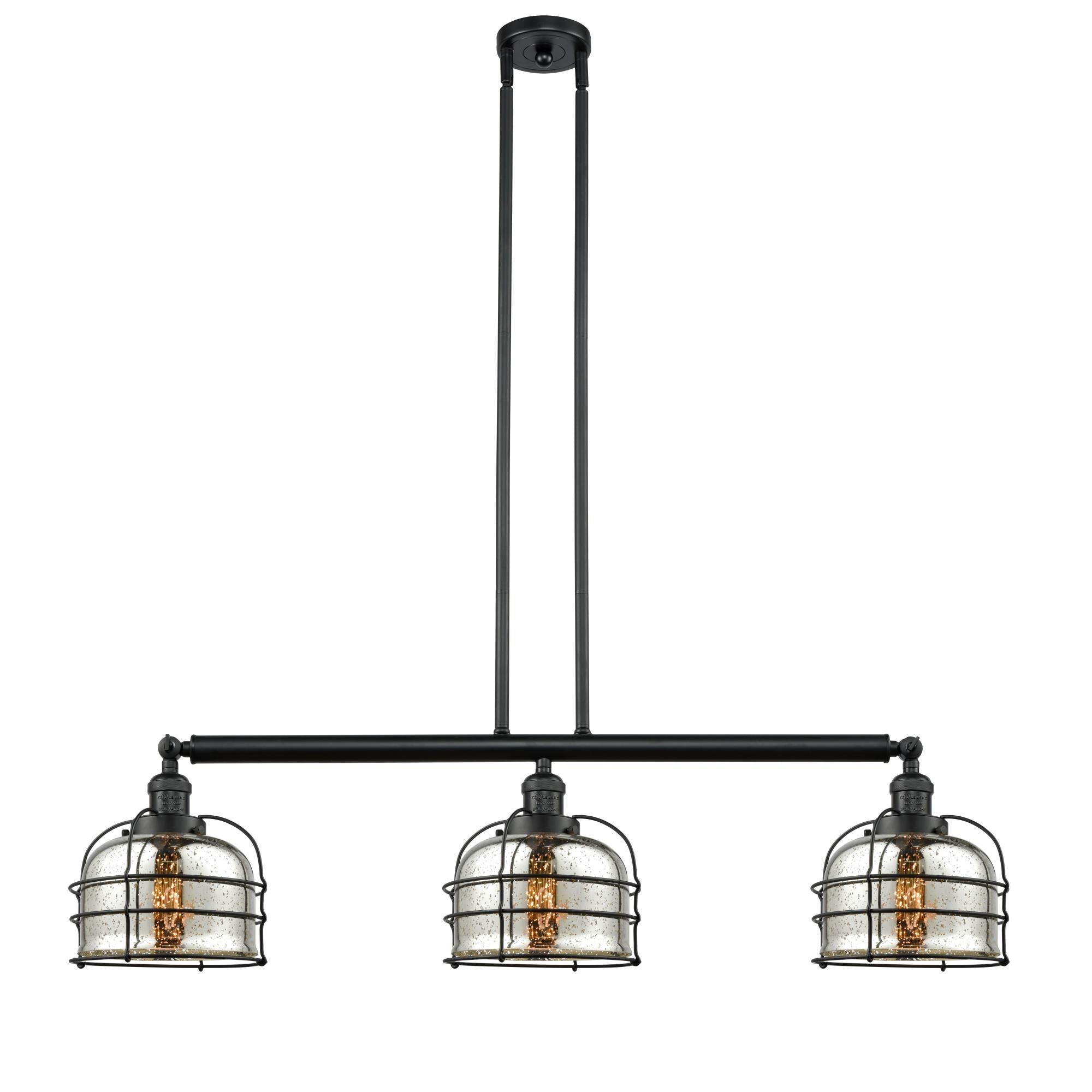 Innovations Lighting Bruno Marashlian Large Bell Cage 41 Inch 3 Light Linear Suspension Light Large Bell Cage - 213-BK-G78-CE - Industrial