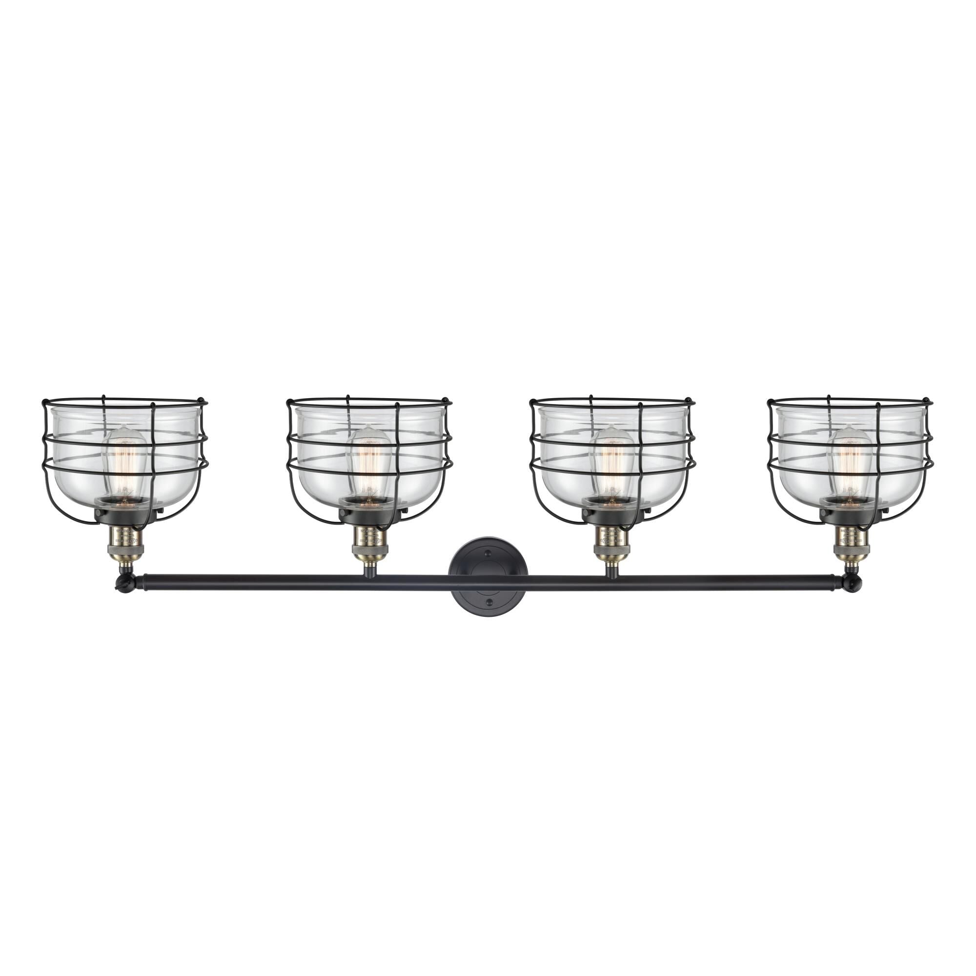 Innovations Lighting Bruno Marashlian Large Bell Cage 44 Inch 4 Light Bath Vanity Light Large Bell Cage - 215-BAB-G72-CE - Industrial
