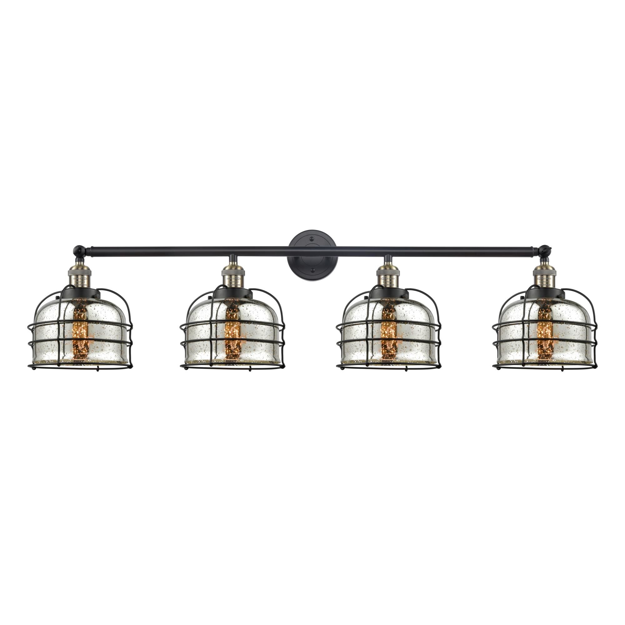 Innovations Lighting Bruno Marashlian Large Bell Cage 44 Inch 4 Light Bath Vanity Light Large Bell Cage - 215-BK-G73-CE - Industrial