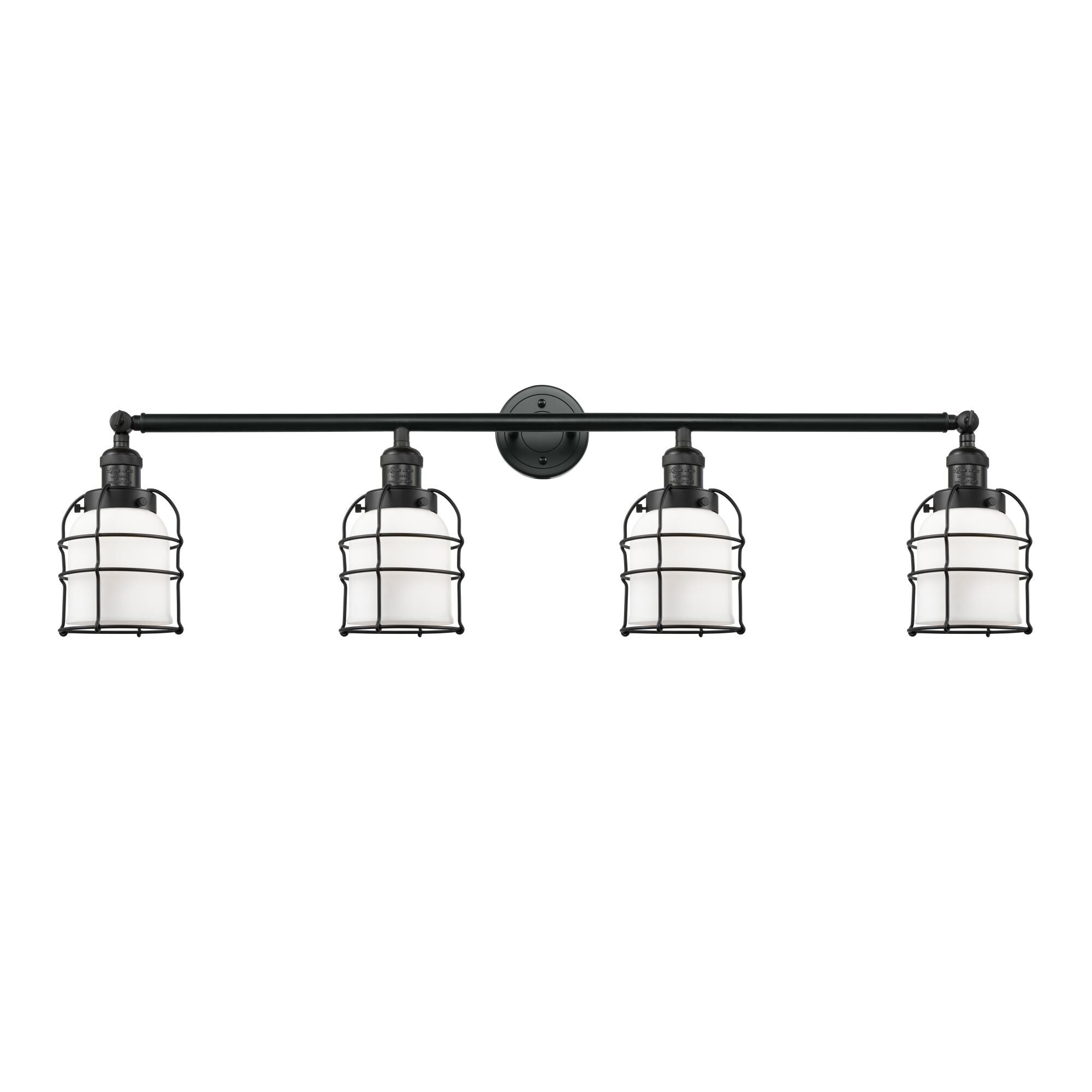 Innovations Lighting Bruno Marashlian Small Bell Cage 42 Inch 4 Light Bath Vanity Light Small Bell Cage - 215-BK-G51-CE - Industrial