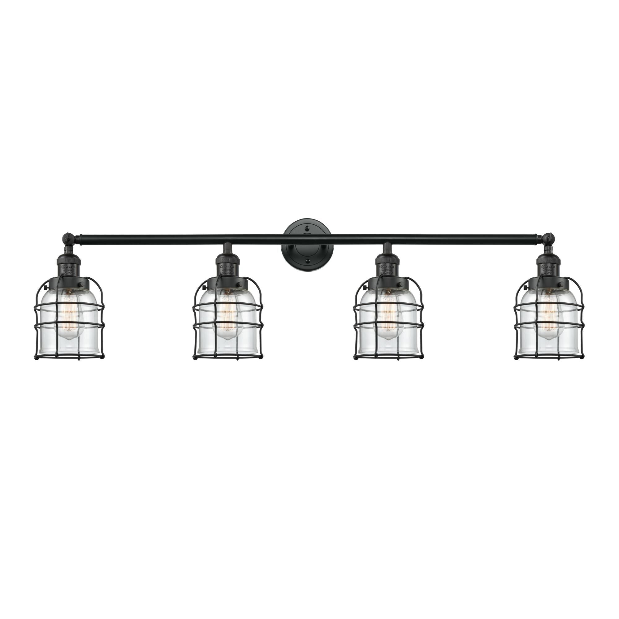 Innovations Lighting Bruno Marashlian Small Bell Cage 42 Inch 4 Light Bath Vanity Light Small Bell Cage - 215-BK-G52-CE - Industrial