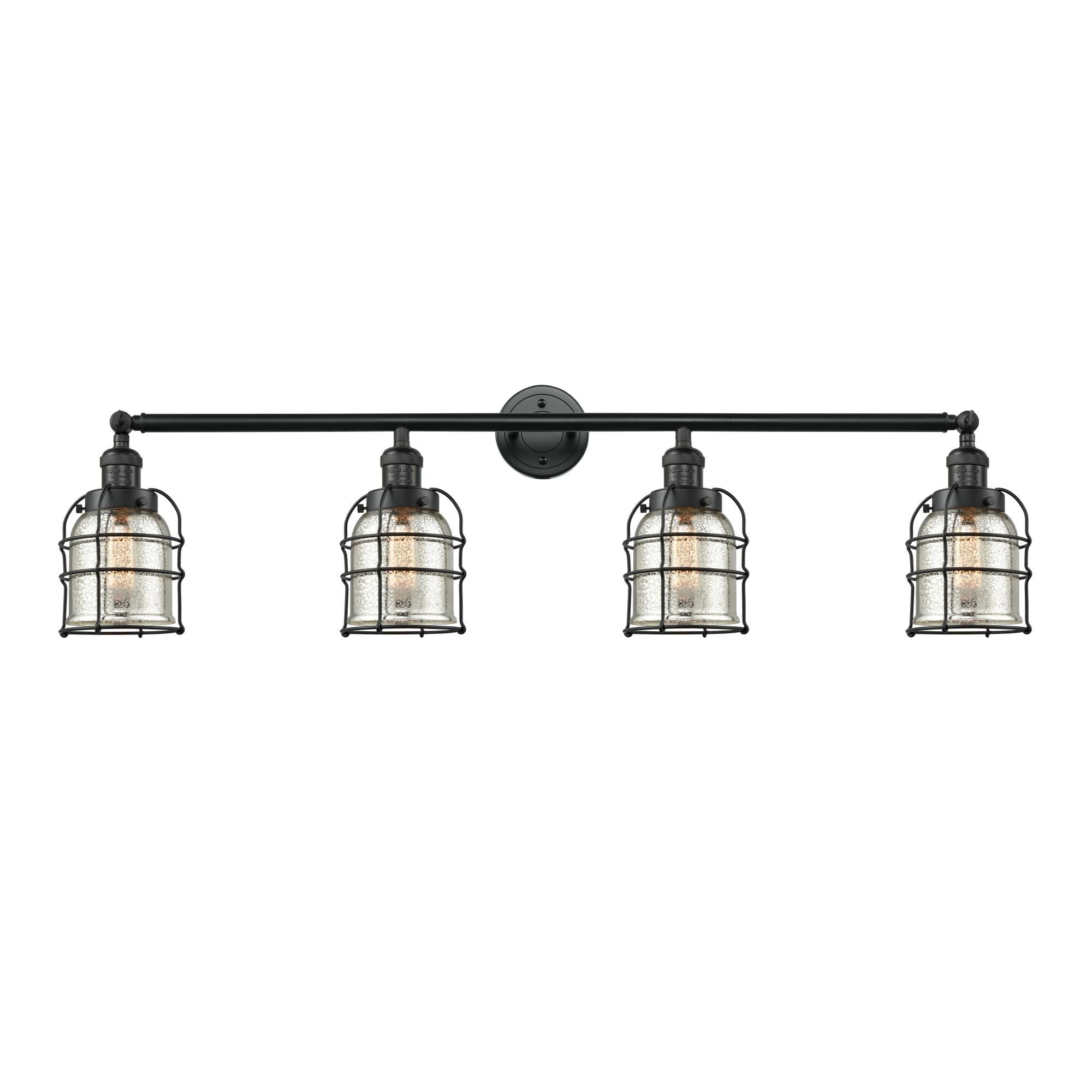 Innovations Lighting Bruno Marashlian Small Bell Cage 42 Inch 4 Light Bath Vanity Light Small Bell Cage - 215-BK-G58-CE - Industrial