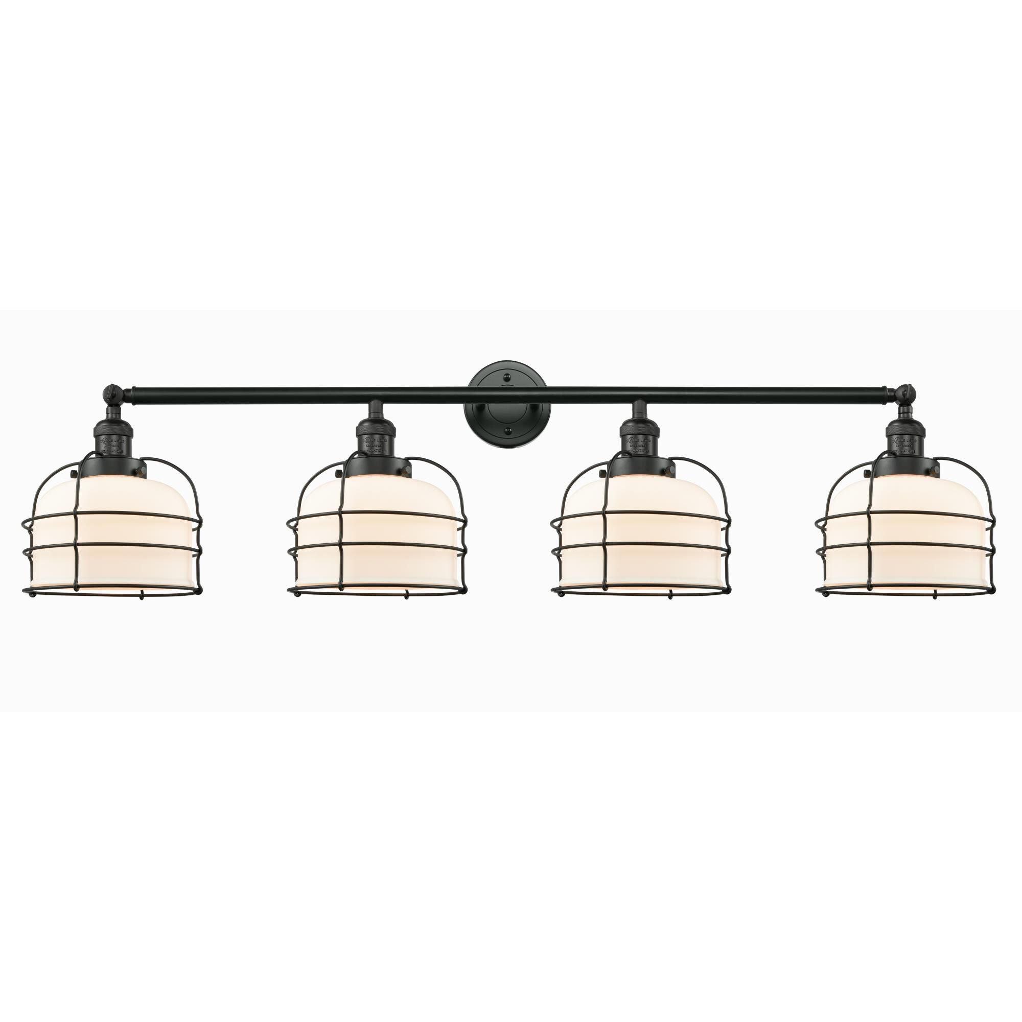 Innovations Lighting Bruno Marashlian Large Bell Cage 44 Inch 4 Light Bath Vanity Light Large Bell Cage - 215-BK-G71-CE - Industrial